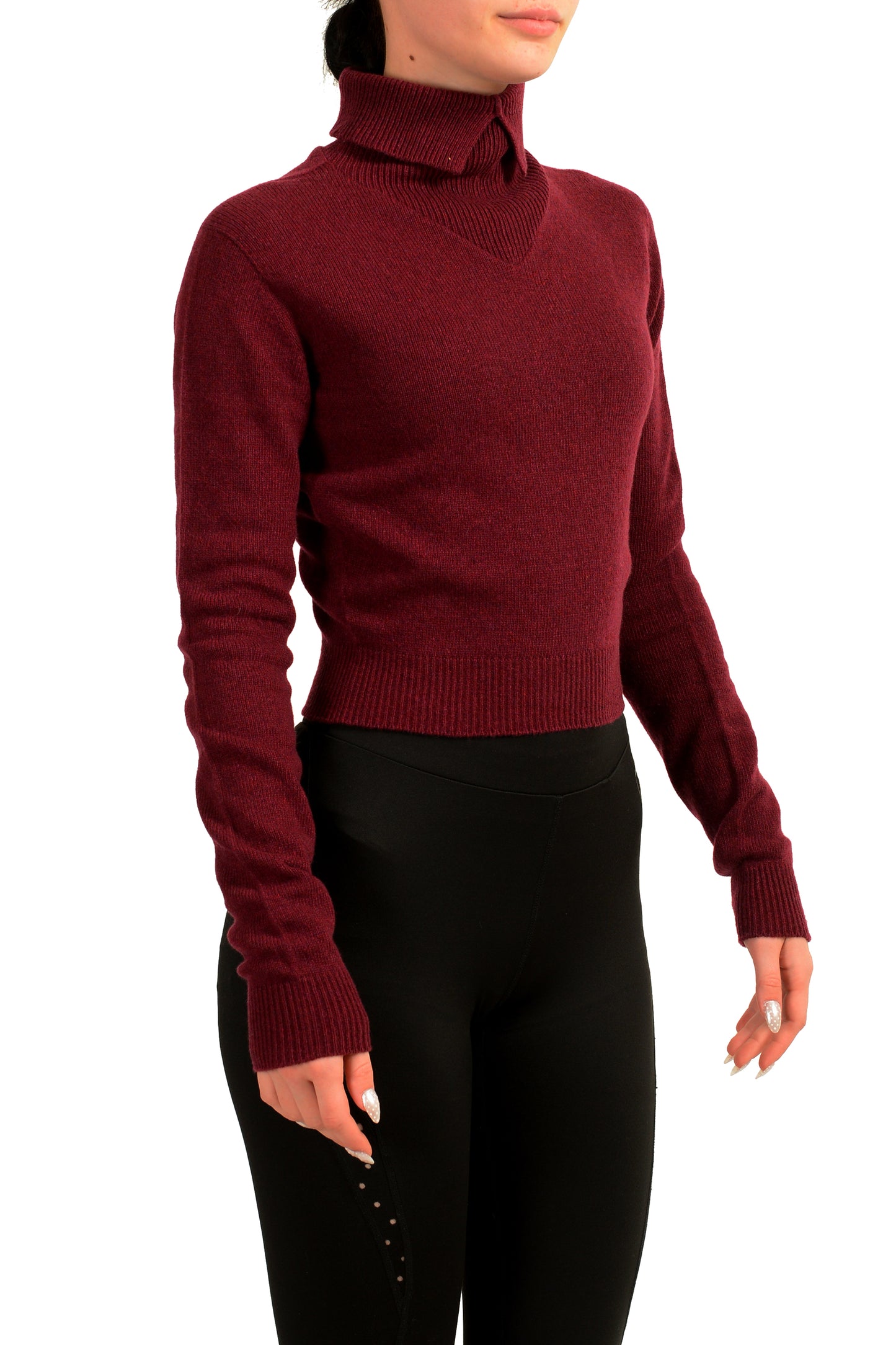 Scuderia Ferrari Women's Cropped 100% Cashmere Roll-Neck Sweater US L IT 44