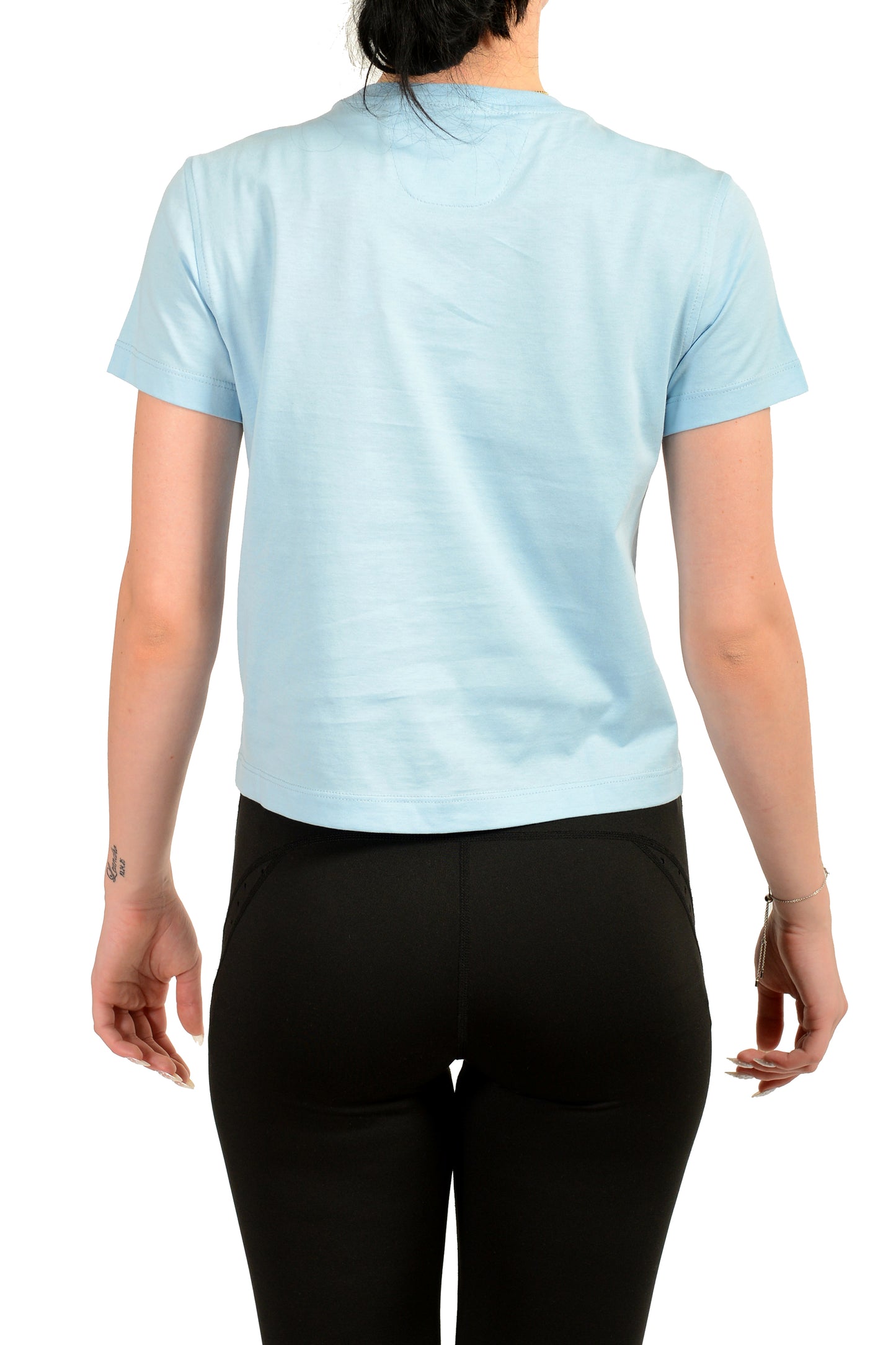 Scuderia Ferrari Women's Sky Blue Short Sleeve Logo Print T-Shirt US L IT 44