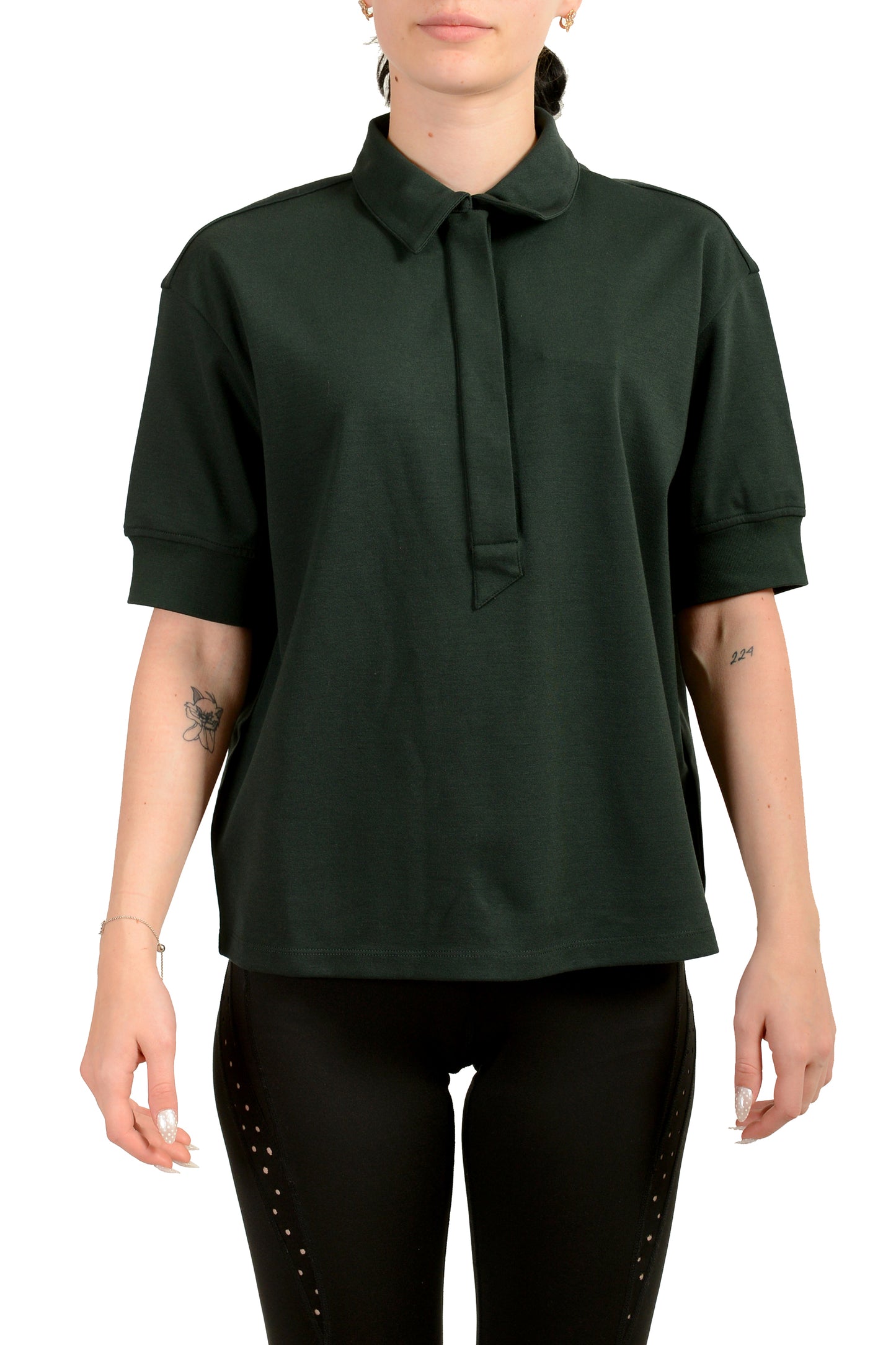 Scuderia Ferrari Women's Forest Green Short Sleeve Polo Shirt US M IT 42