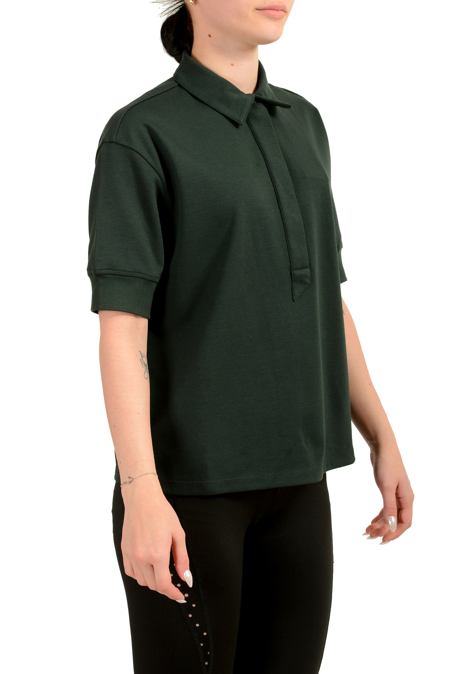 Scuderia Ferrari Women's Forest Green Short Sleeve Polo Shirt US M IT 42