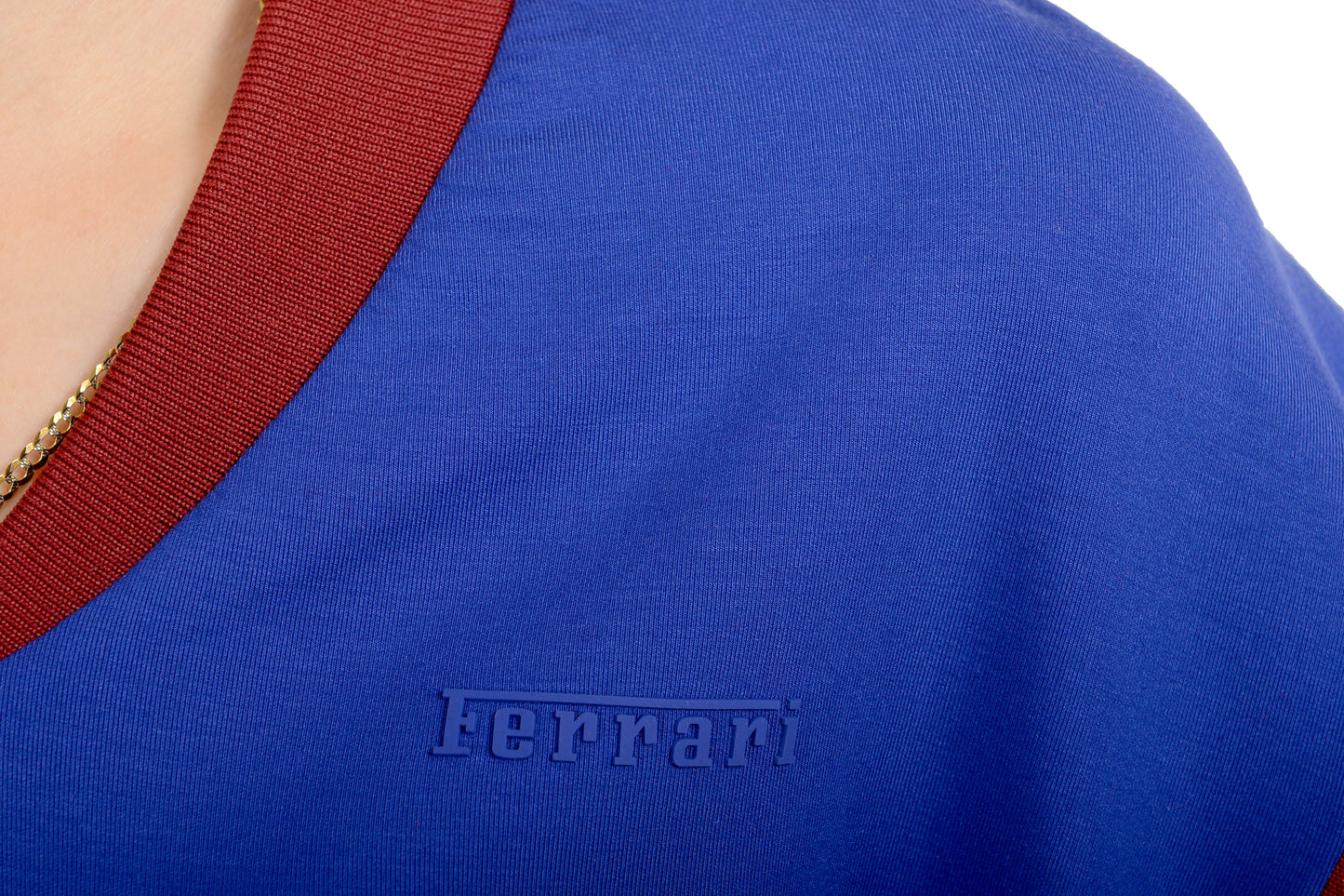 Scuderia Ferrari Women's "Interlock" V-Neck Cropped T-Shirt US M IT 42