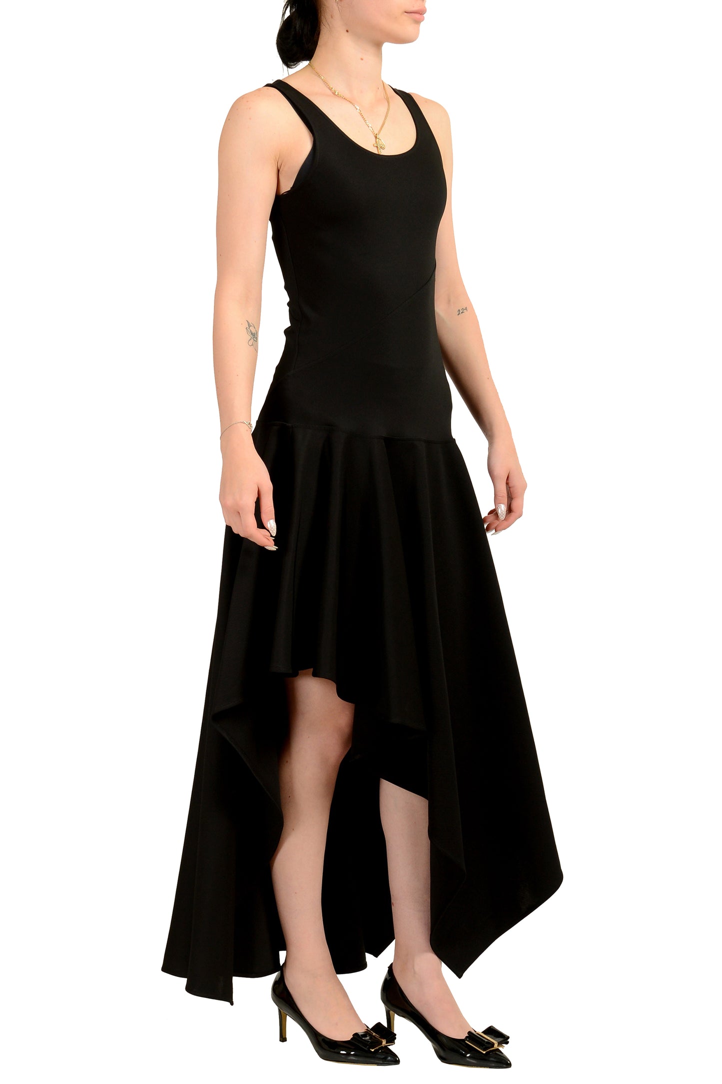 Scuderia Ferrari Women's Black Asymmetrical Midi Dress US XS IT 38