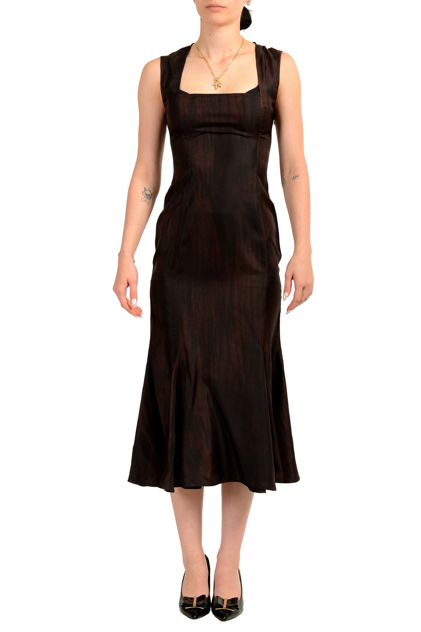 Scuderia Ferrari Women's 100% Printed Silk Sleeveless Dress US L IT 44