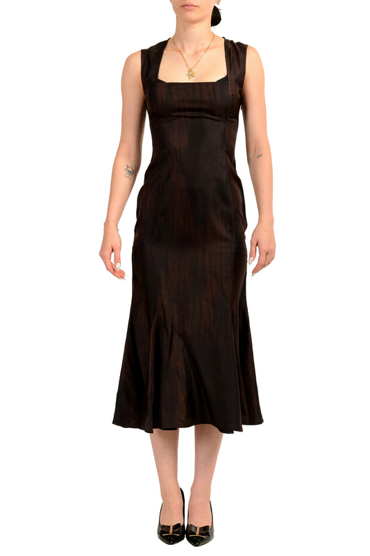 Scuderia Ferrari Women's 100% Printed Silk Sleeveless Dress US L IT 44