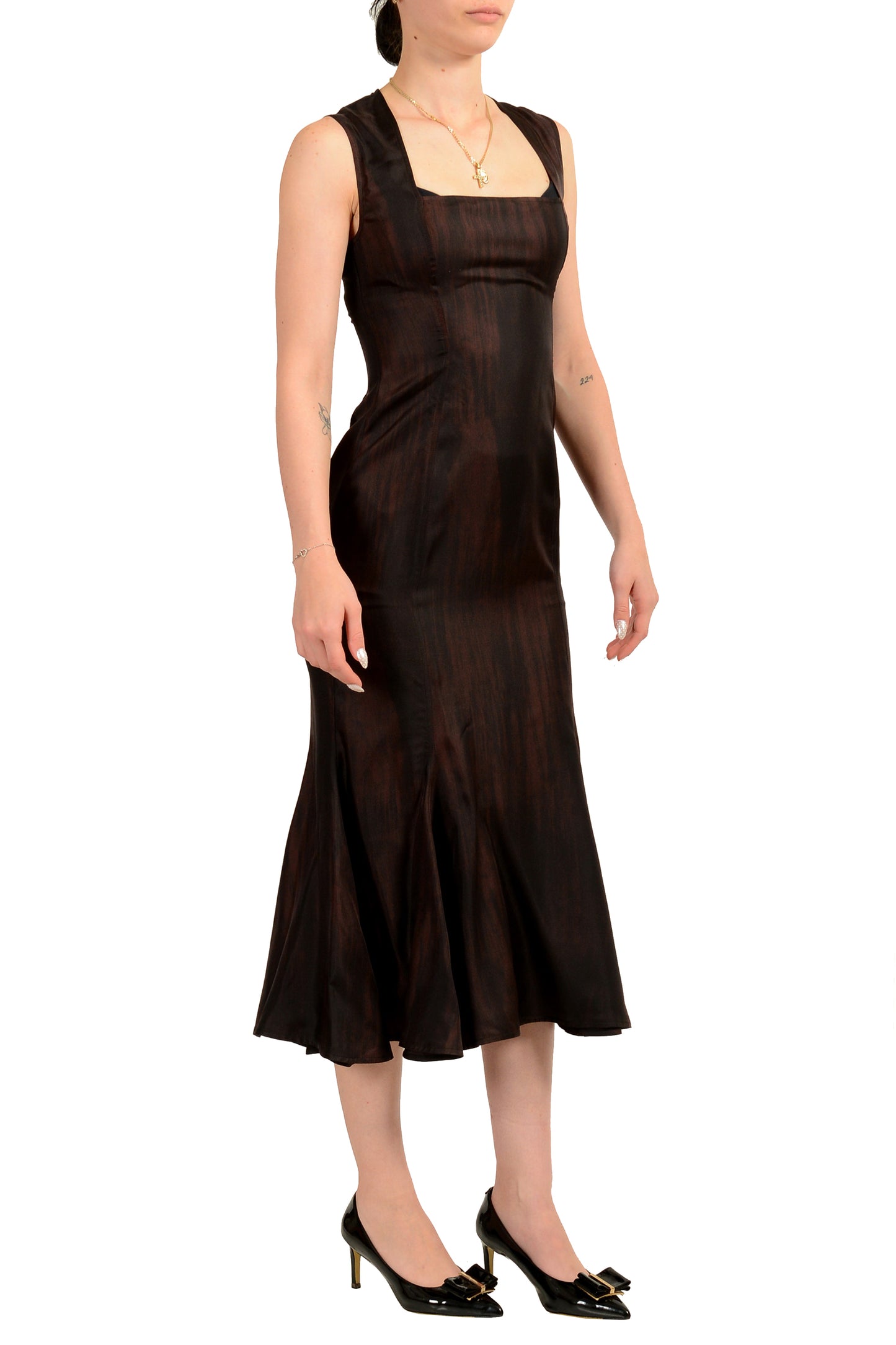 Scuderia Ferrari Women's 100% Printed Silk Sleeveless Dress US L IT 44