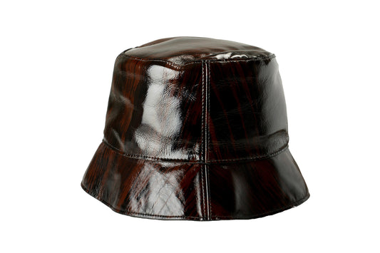 Scuderia Ferrari Shiny Brushed Leather Bucket Hat One Size