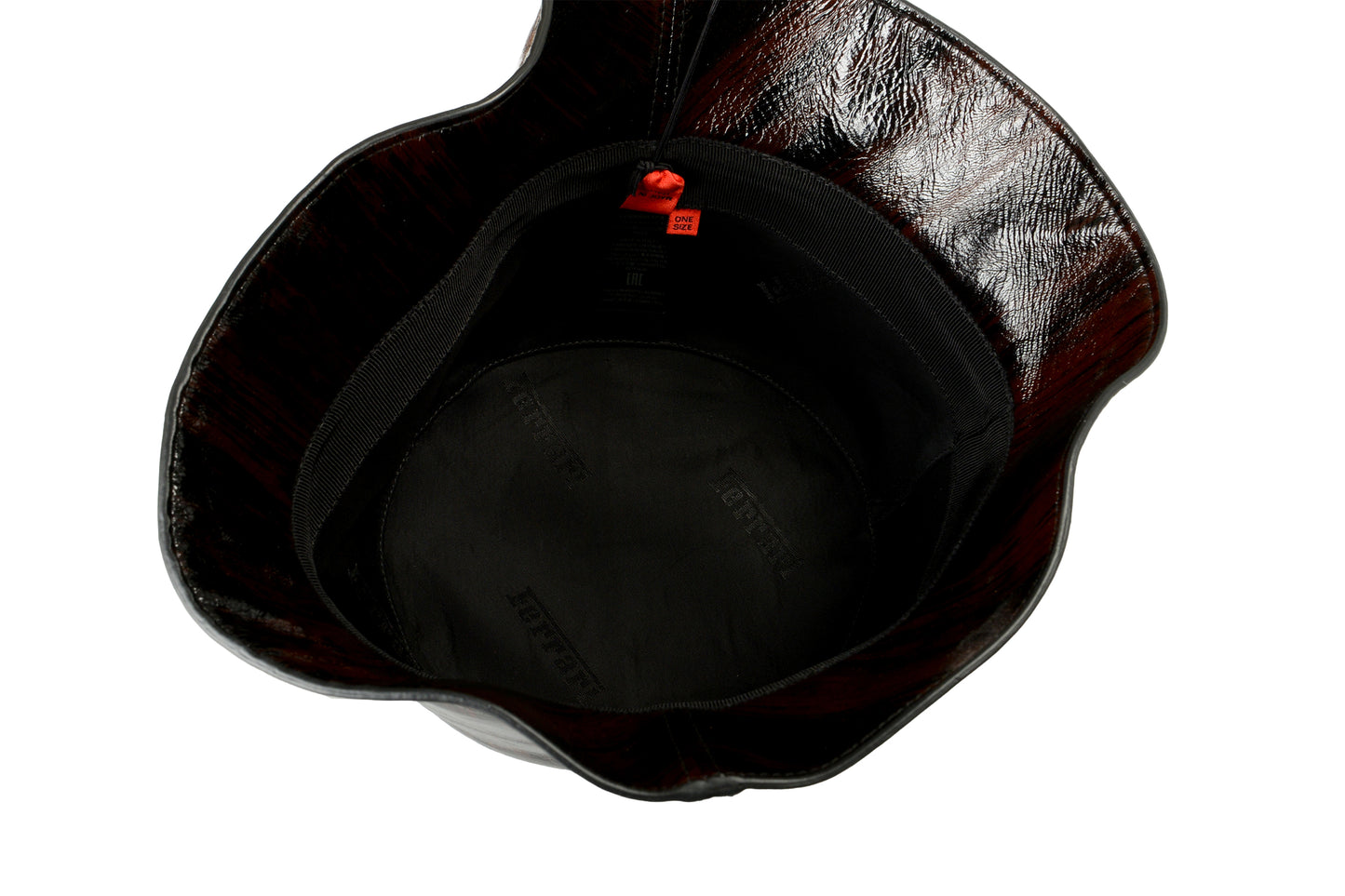 Scuderia Ferrari Shiny Brushed Leather Bucket Hat One Size