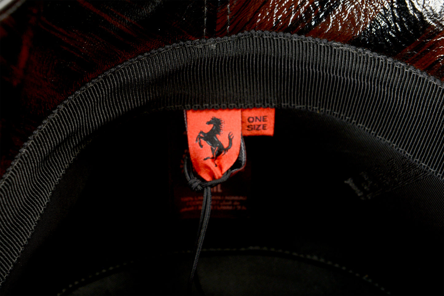 Scuderia Ferrari Shiny Brushed Leather Bucket Hat One Size