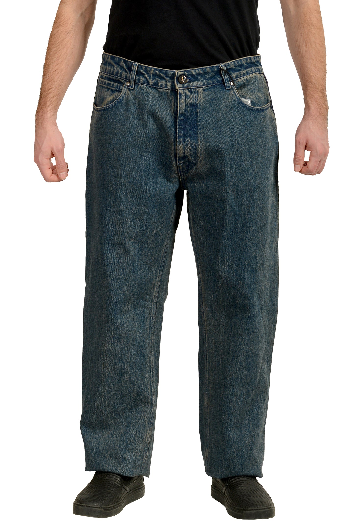 Scuderia Ferrari Men's Marmorized Dark Wash Denim 5 Pocket Jeans US 36 IT 52