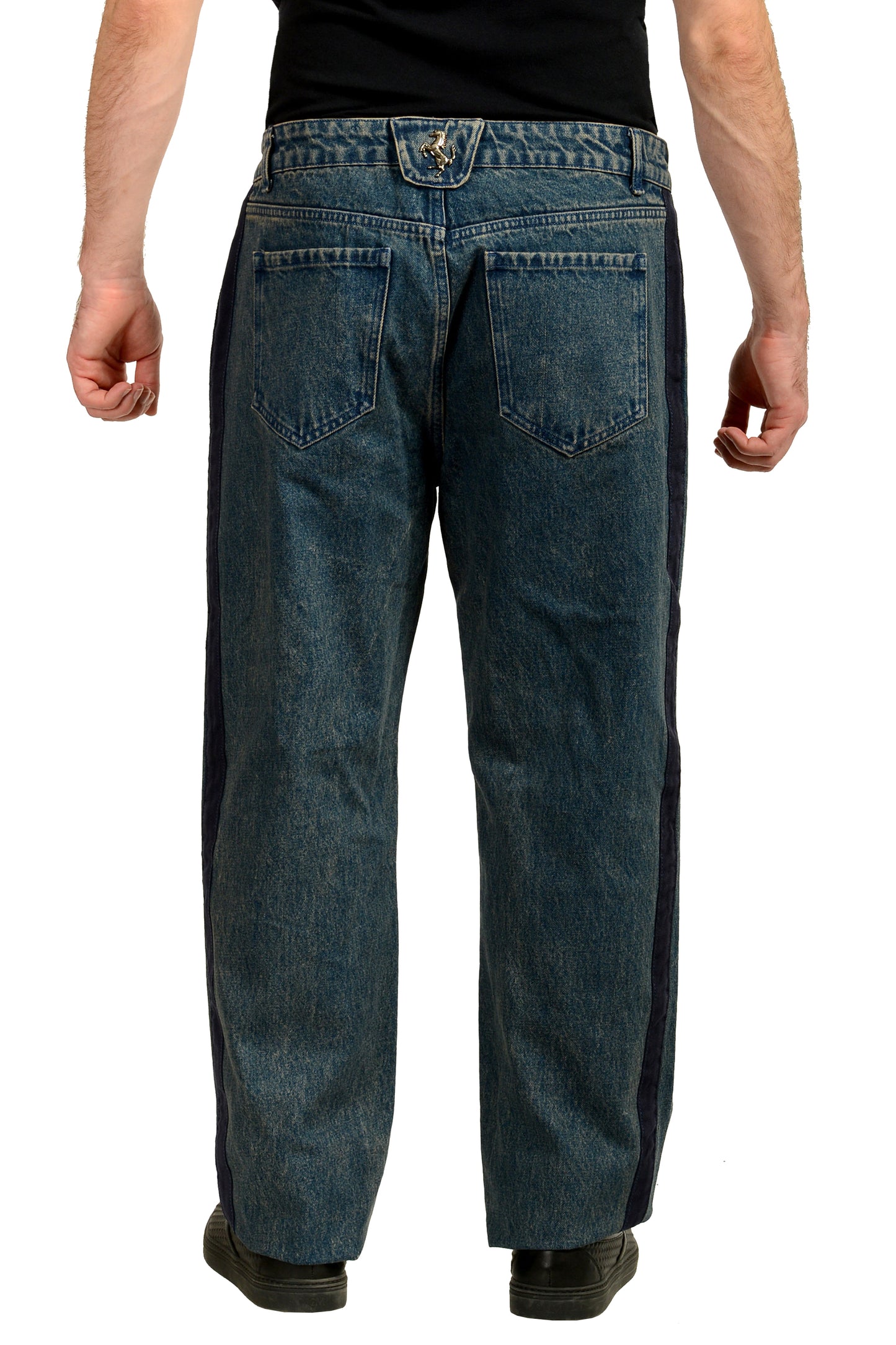 Scuderia Ferrari Men's Marmorized Dark Wash Denim 5 Pocket Jeans US 36 IT 52