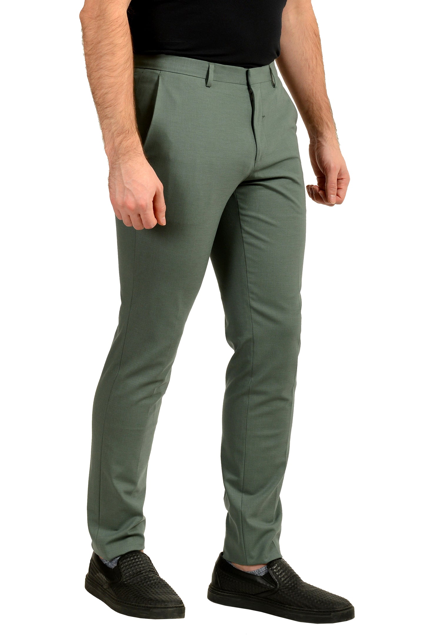 Hugo Boss "Hesten232X" Extra Slim Fit Sage Green Wool Pants US 32R IT 48