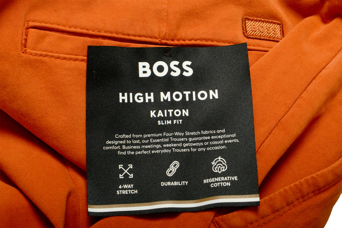 Hugo Boss "H-Kaiton1" Slim Fit Orange Flat Front Pants US 32/32 IT 32/32