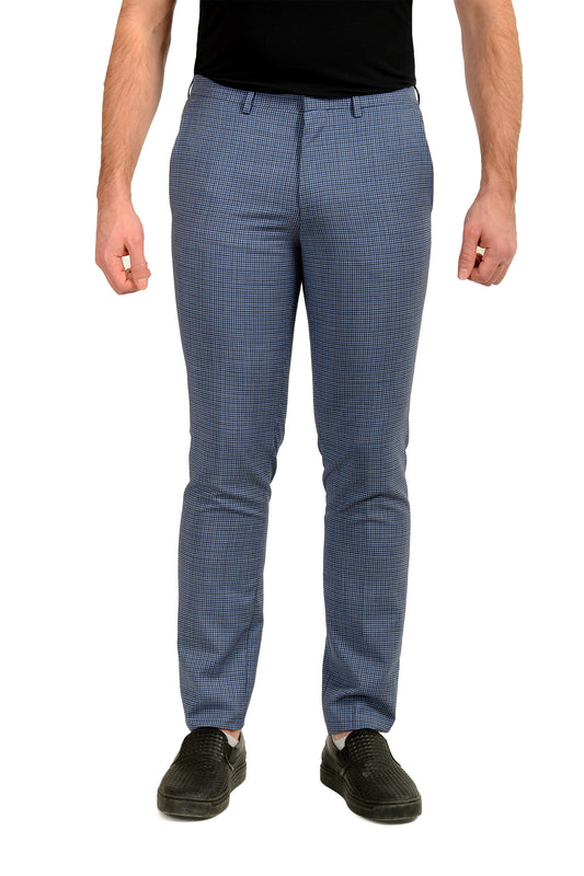 Hugo Boss "Hesten212" 100% Wool Plaid Flat Front Dress Pants US 32R IT 48
