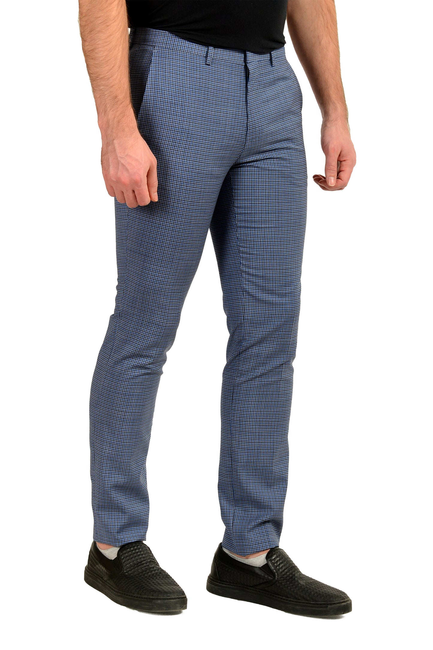 Hugo Boss "Hesten212" 100% Wool Plaid Flat Front Dress Pants US 32R IT 48