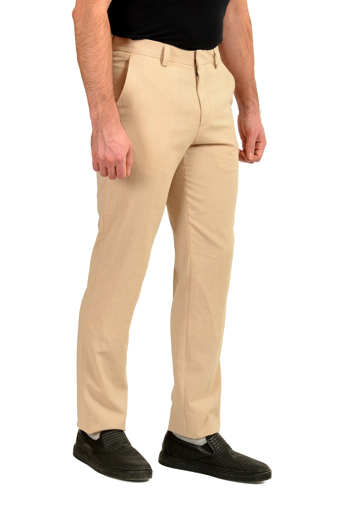 Hugo Boss "Tom232X" Modern Fit Beige Flat Front Dress Pants US 32R IT 48