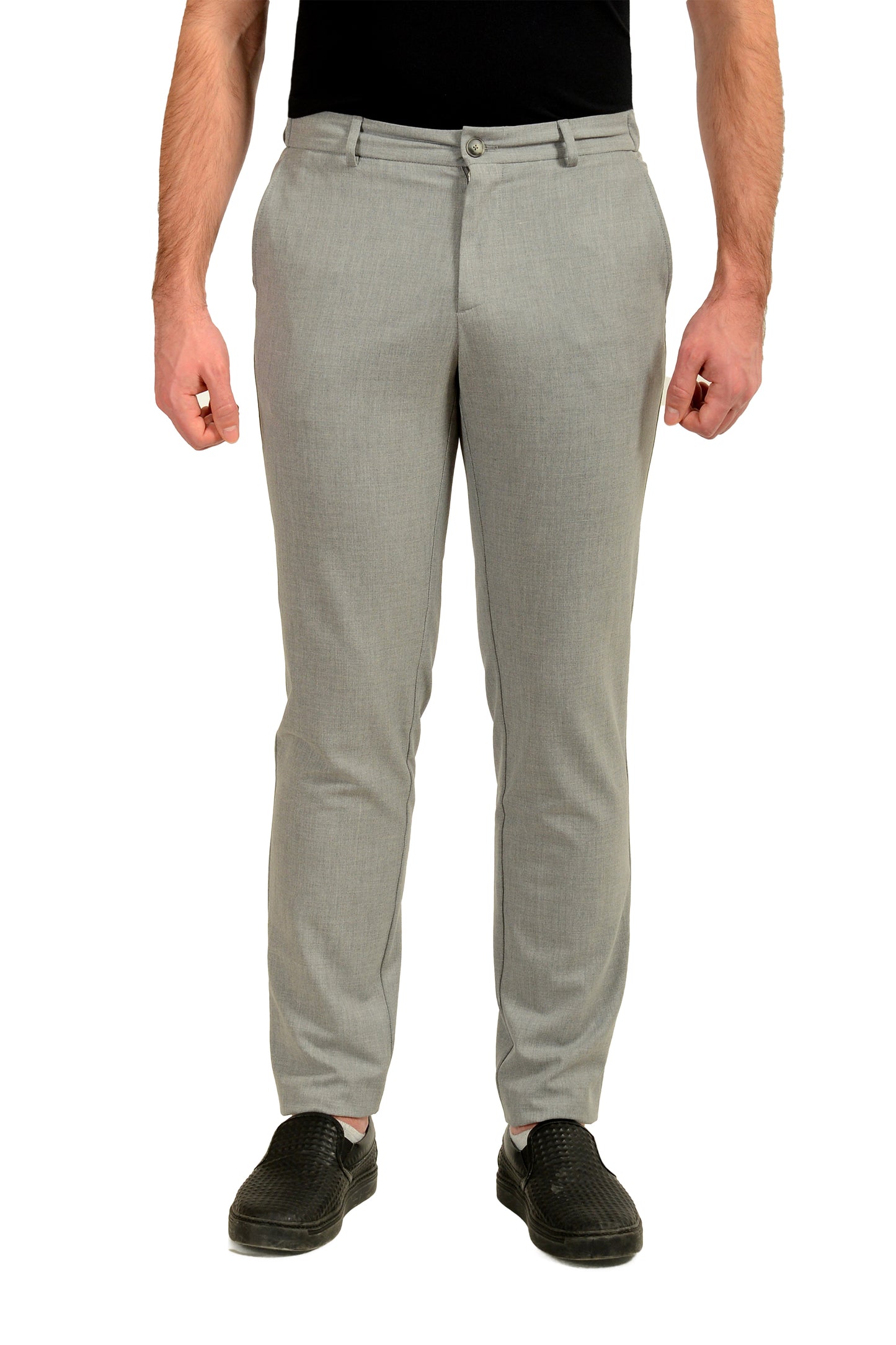 Hugo Boss "P-Genius-EL-WG-252F" Gray Flat Front Dress Pants US 32R IT 48