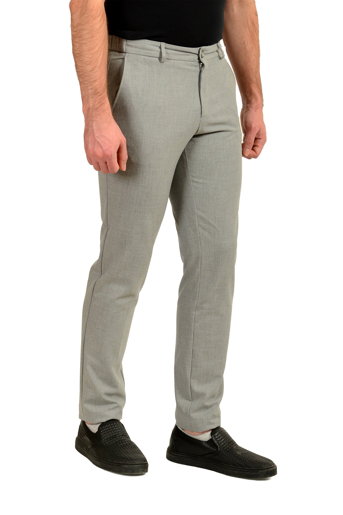 Hugo Boss "P-Genius-EL-WG-252F" Gray Flat Front Dress Pants US 32R IT 48