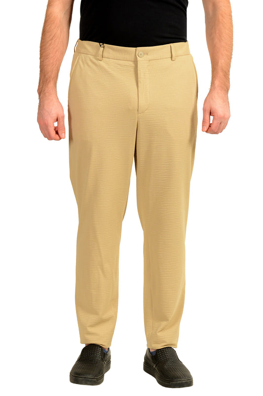 Hugo Boss "P-Perin-J-EL-WG-252" Beige Plaid Flat Front Pants US 34R IT 50