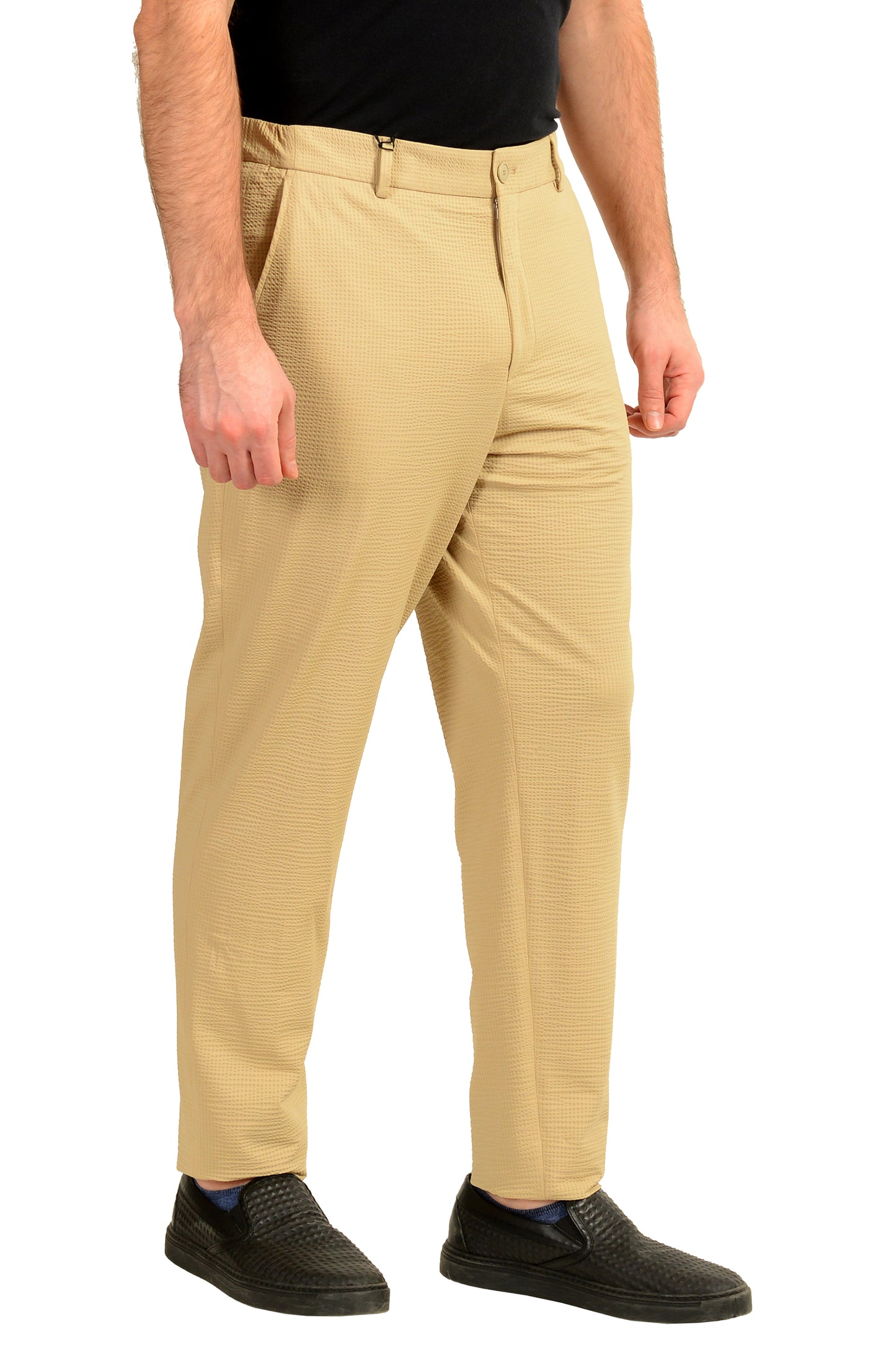 Hugo Boss "P-Perin-J-EL-WG-252" Beige Plaid Flat Front Pants US 34R IT 50