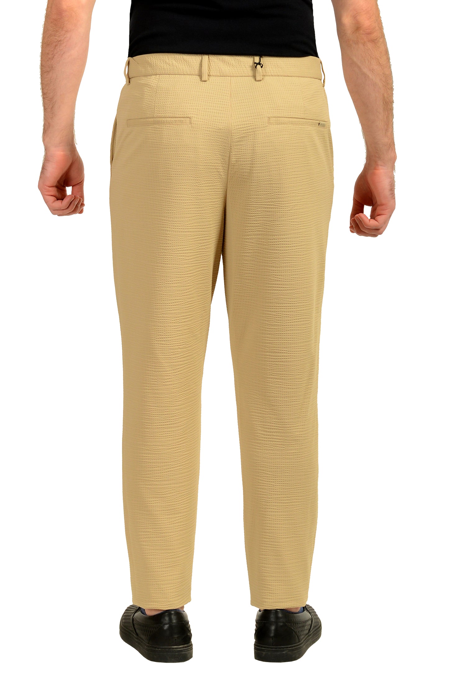 Hugo Boss "P-Perin-J-EL-WG-252" Beige Plaid Flat Front Pants US 34R IT 50