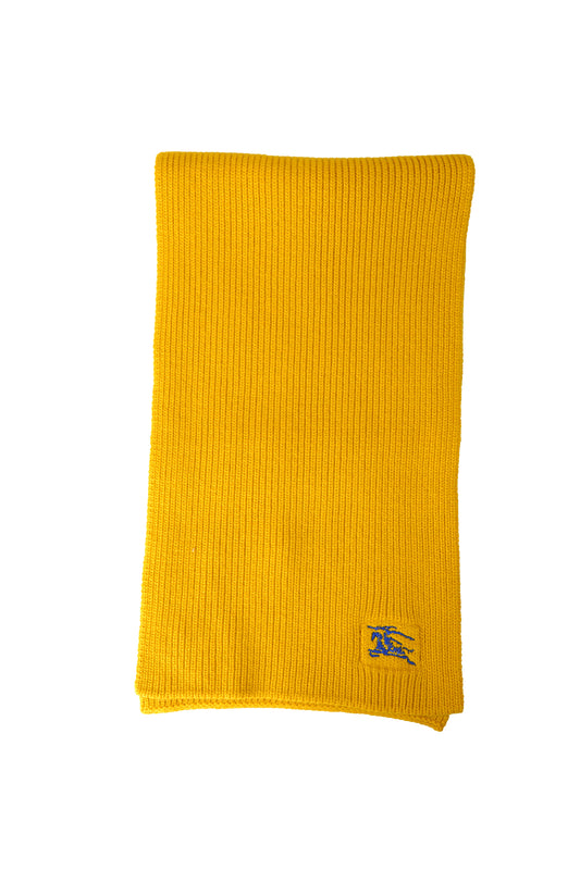 Burberry "Ribbed EKD Scarf" Mustard Yellow 100% Cashmere Long Scarf