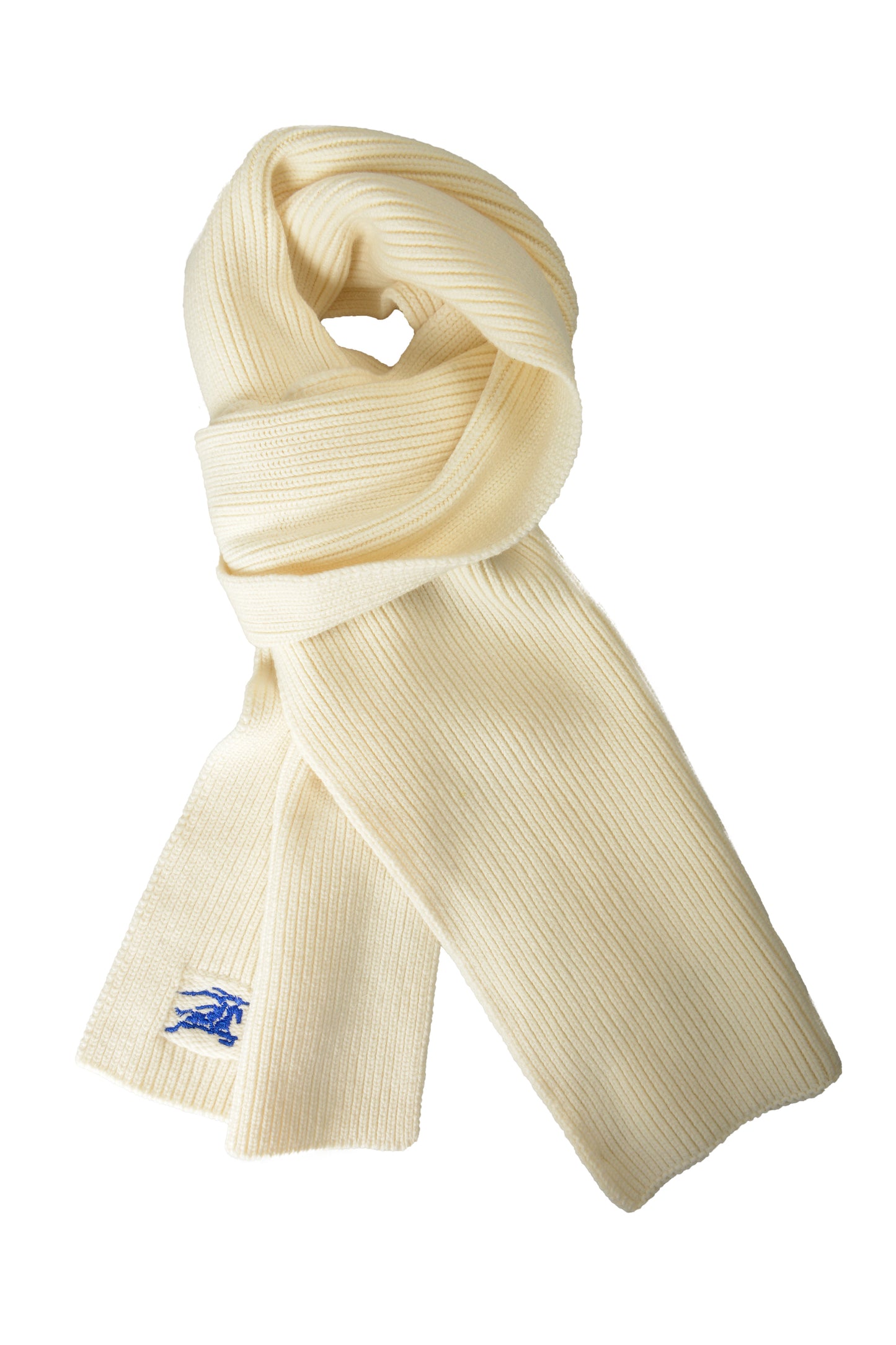 Burberry "Ribbed EKD Scarf" Salt Gray 100% Cashmere Long Scarf