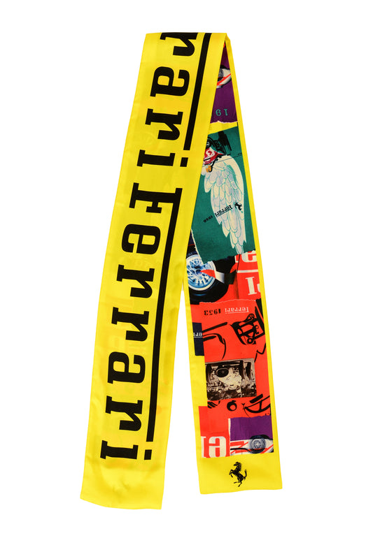Scuderia Ferrari "Prints Extension Shelly" 100% Silk Skinny Neck Scarf