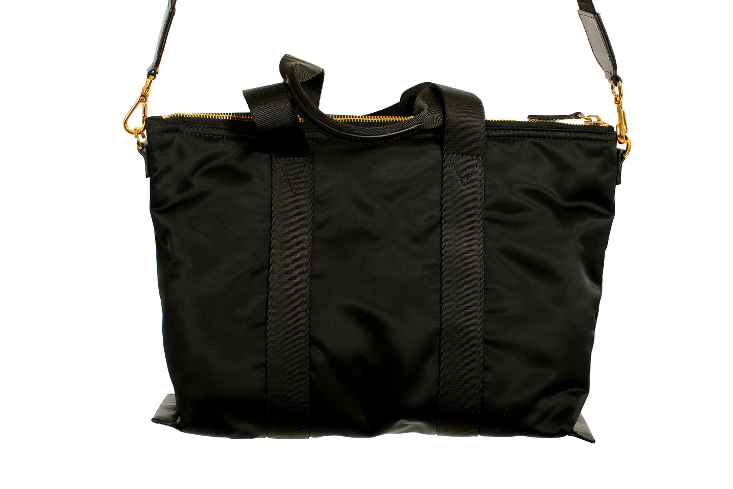Versace Black Nylon Gold Medusa Logo Tote Handbag Shoulder Bag
