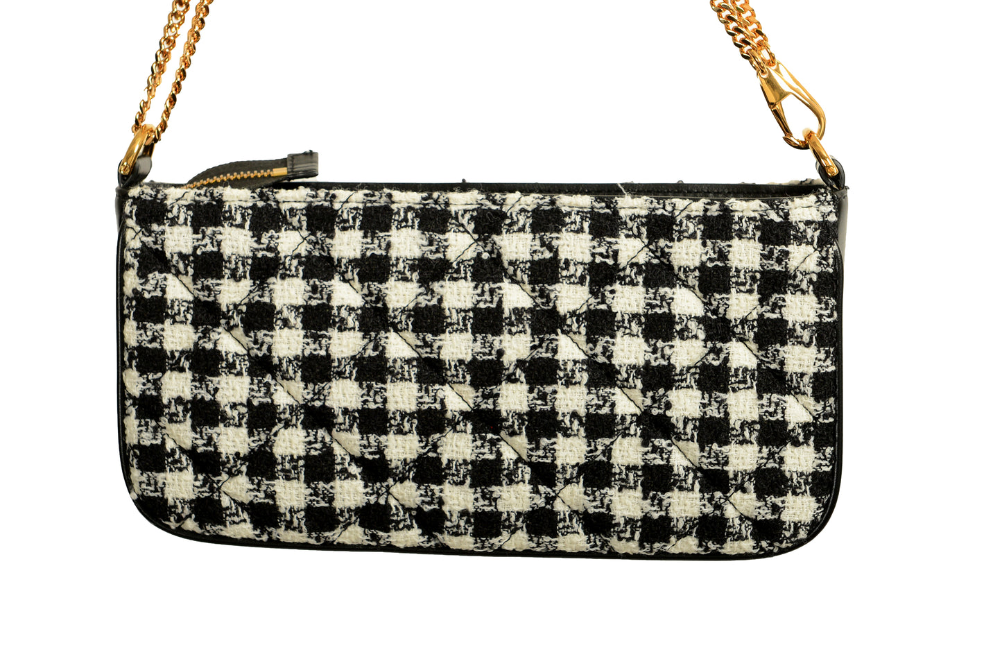 Versace Women's Tweed Wool Gold Medusa Quilted Clutch Shoulder Bag