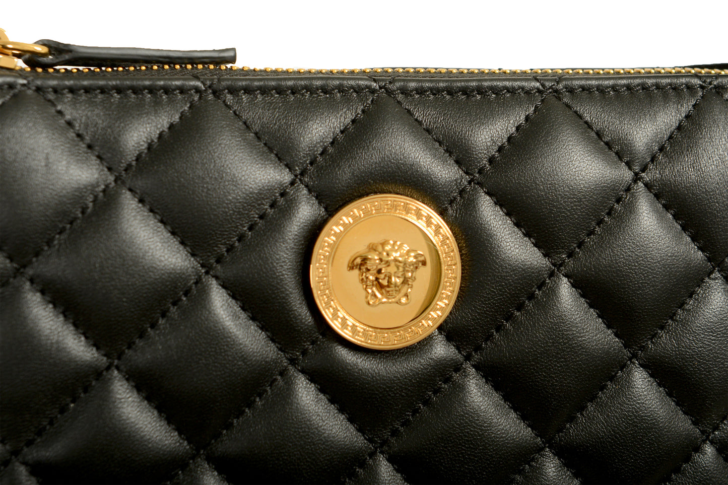 Versace Women's Black Gold Medusa Quilted Small Handbag Shoulder Bag