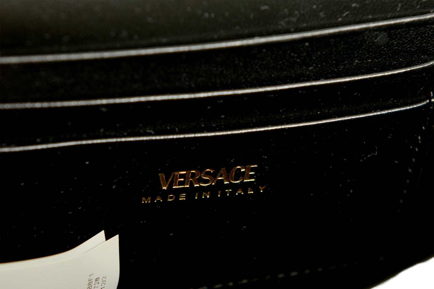 Versace Black 100%Leather Snake Skin Print Gold Medusa Chain Clutch Shoulder Bag