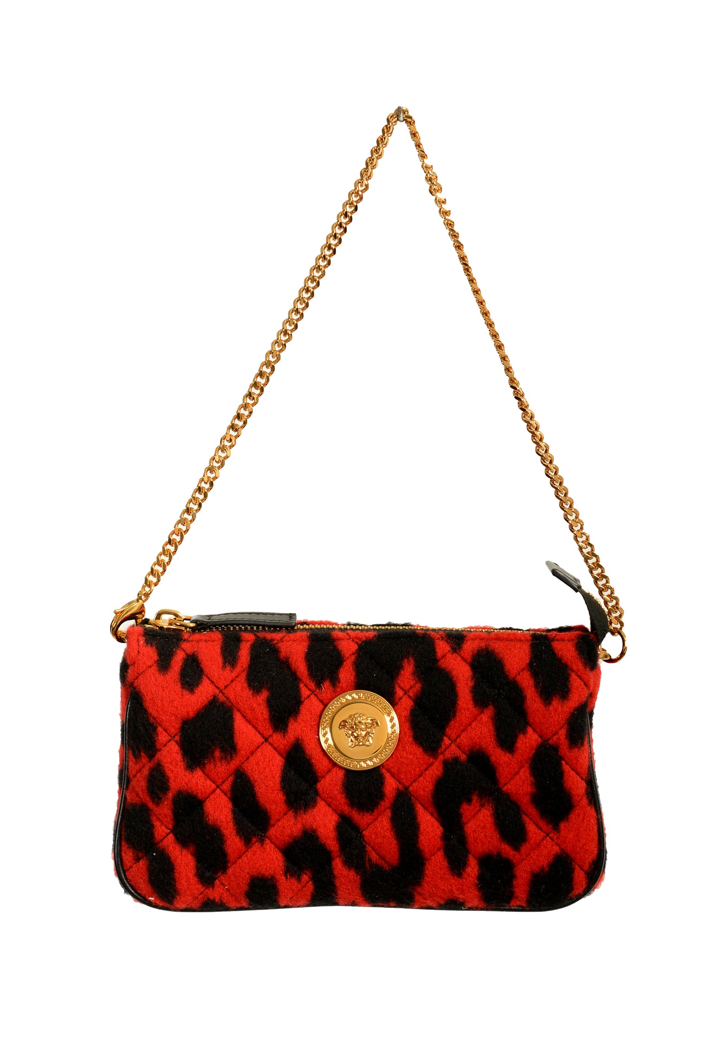 Versace Women's Mini 100% Wool Gold Medusa Quilted Handbag Shoulder Bag