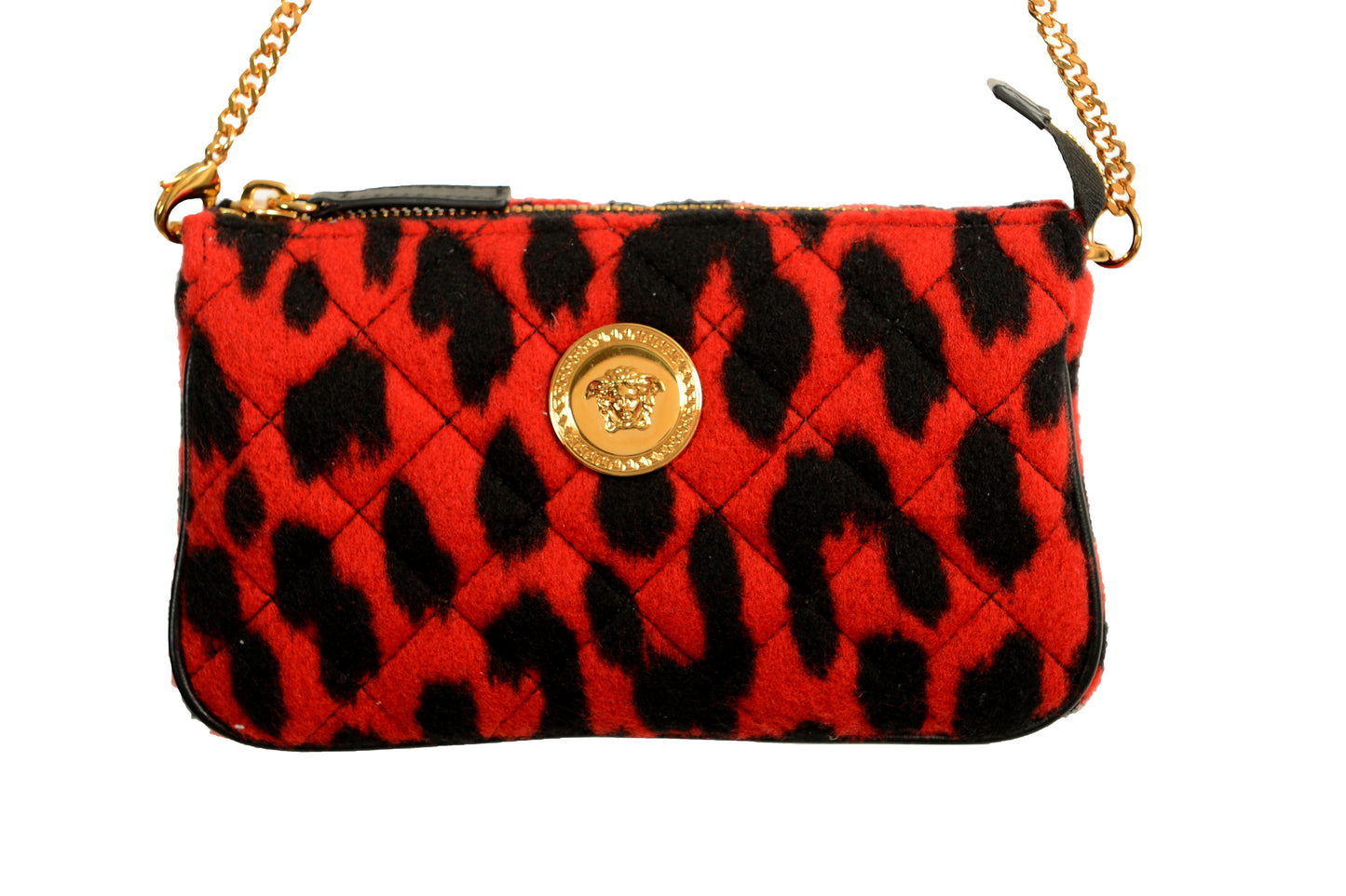 Versace Women's Mini 100% Wool Gold Medusa Quilted Handbag Shoulder Bag