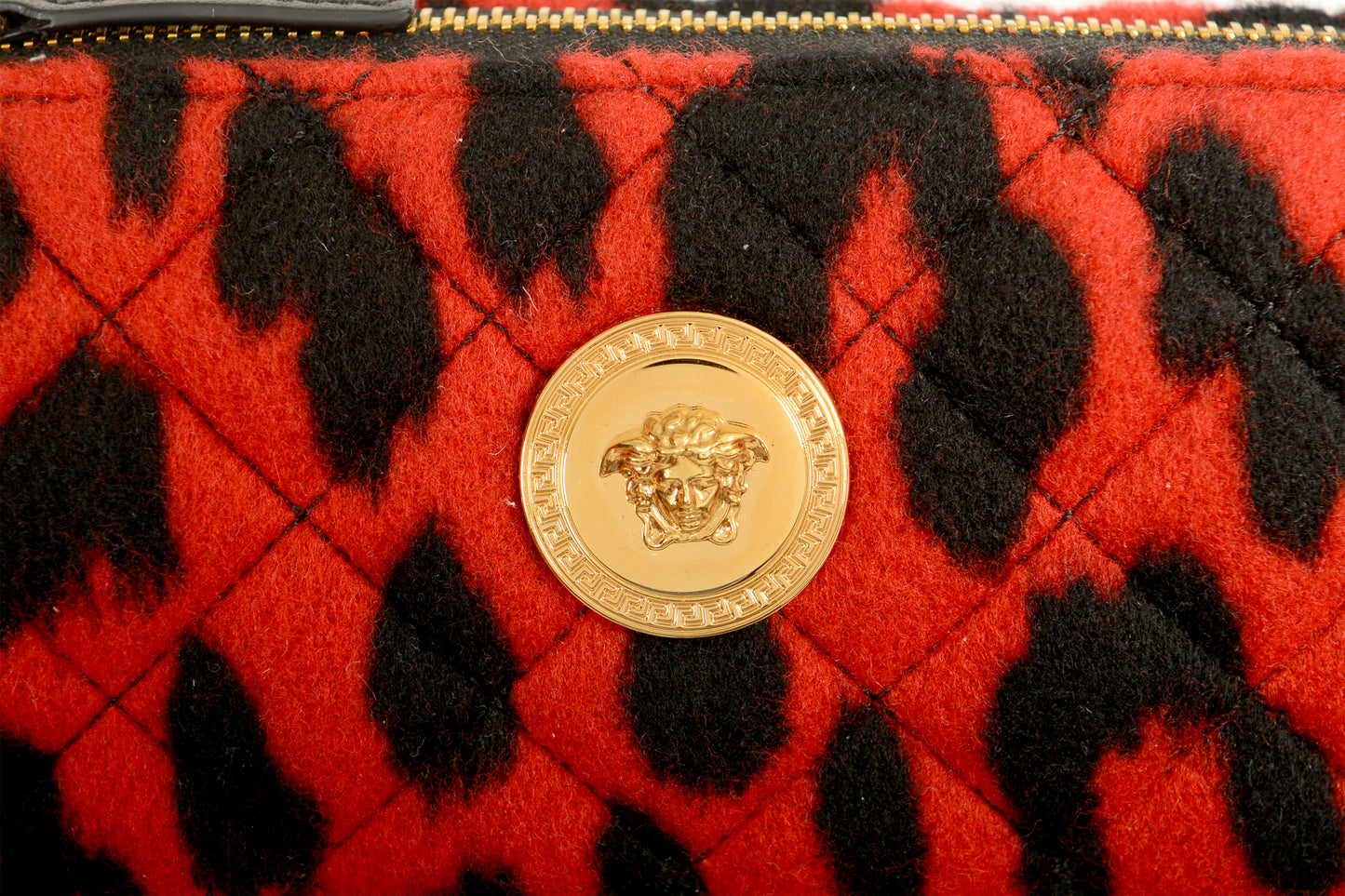 Versace Women's Mini 100% Wool Gold Medusa Quilted Handbag Shoulder Bag
