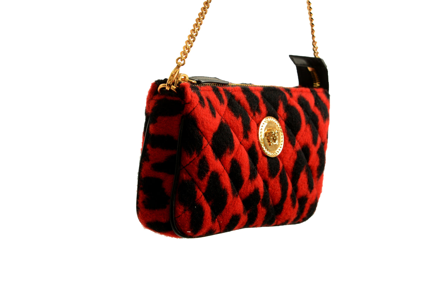 Versace Women's Mini 100% Wool Gold Medusa Quilted Handbag Shoulder Bag