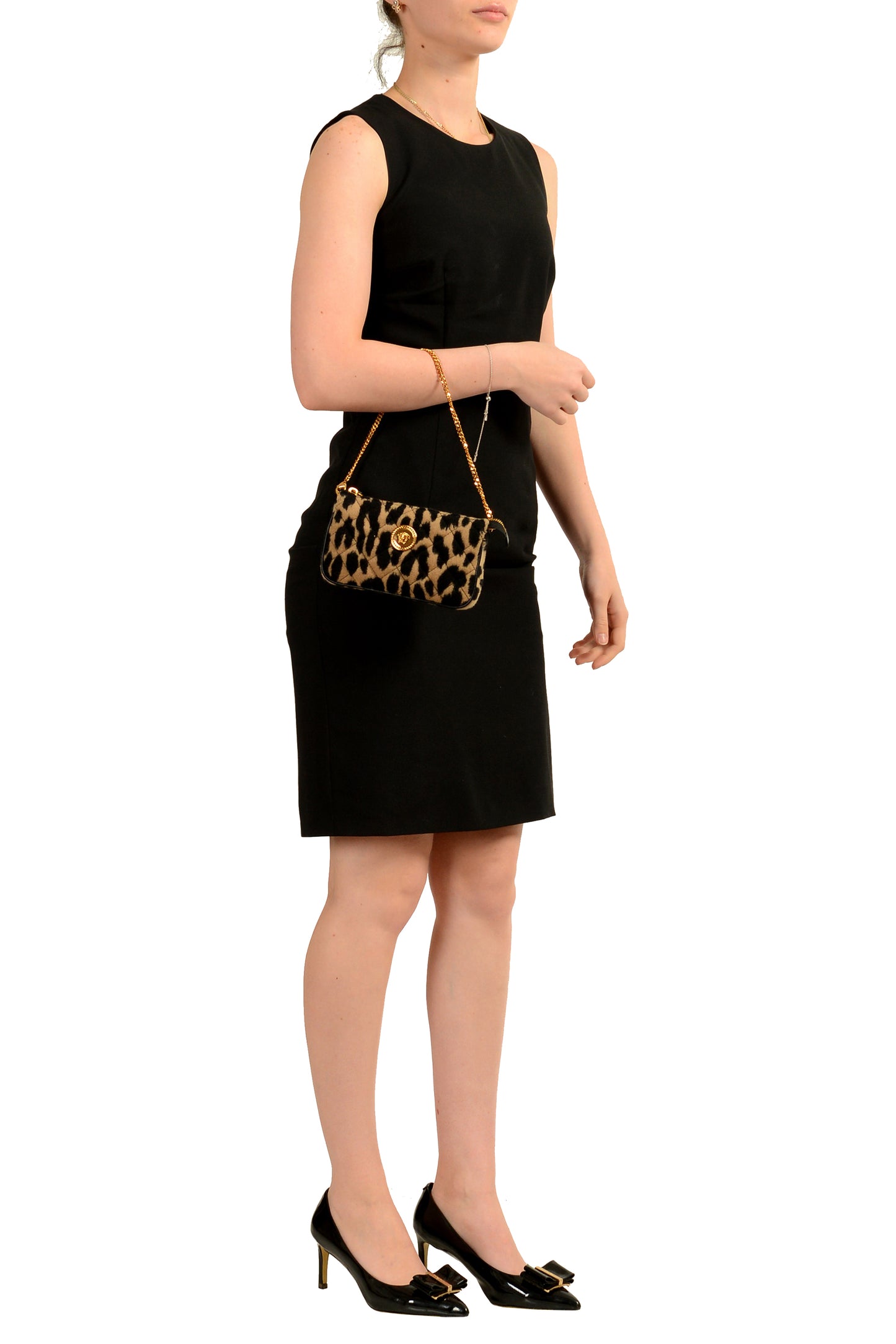 Versace Women's Mini 100% Wool Gold Medusa Quilted Handbag Shoulder Bag