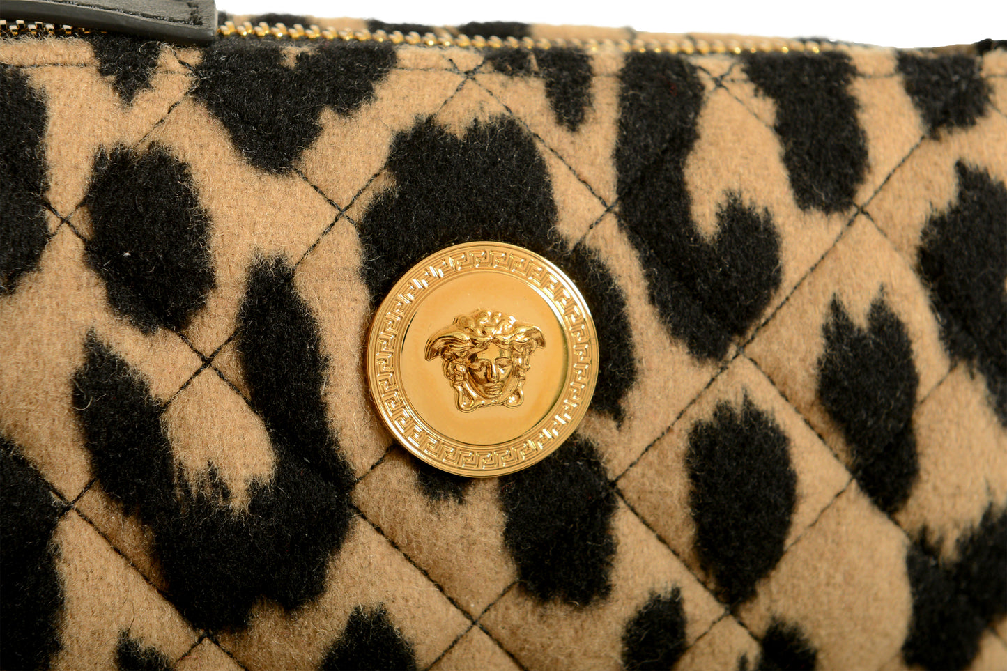 Versace Women's Mini 100% Wool Gold Medusa Quilted Handbag Shoulder Bag