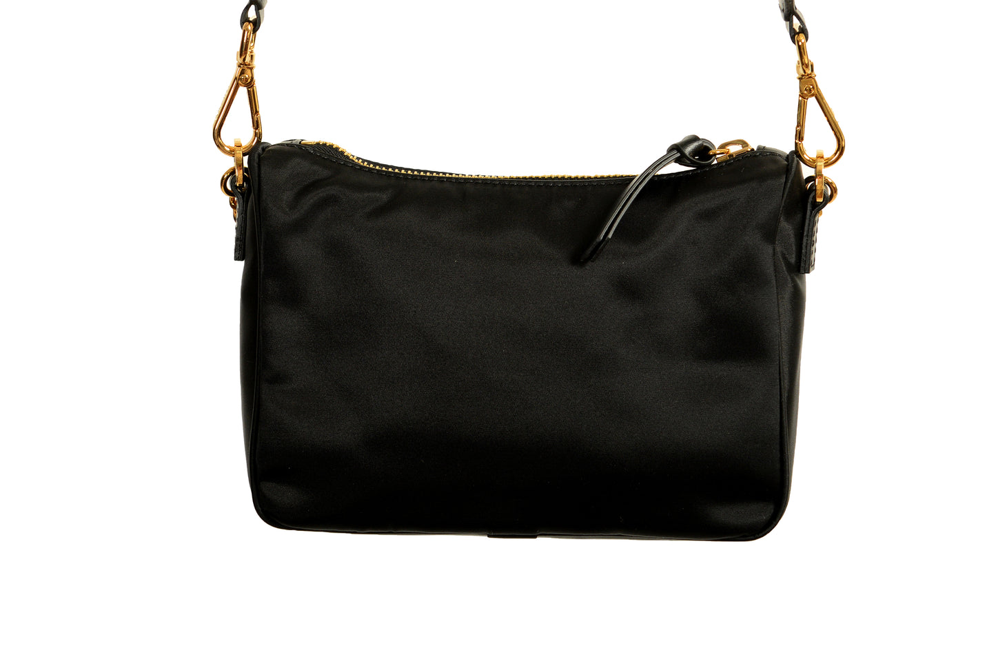 Versace Gold Medusa Black Nylon Small Hobo Handbag Shoulder Bag