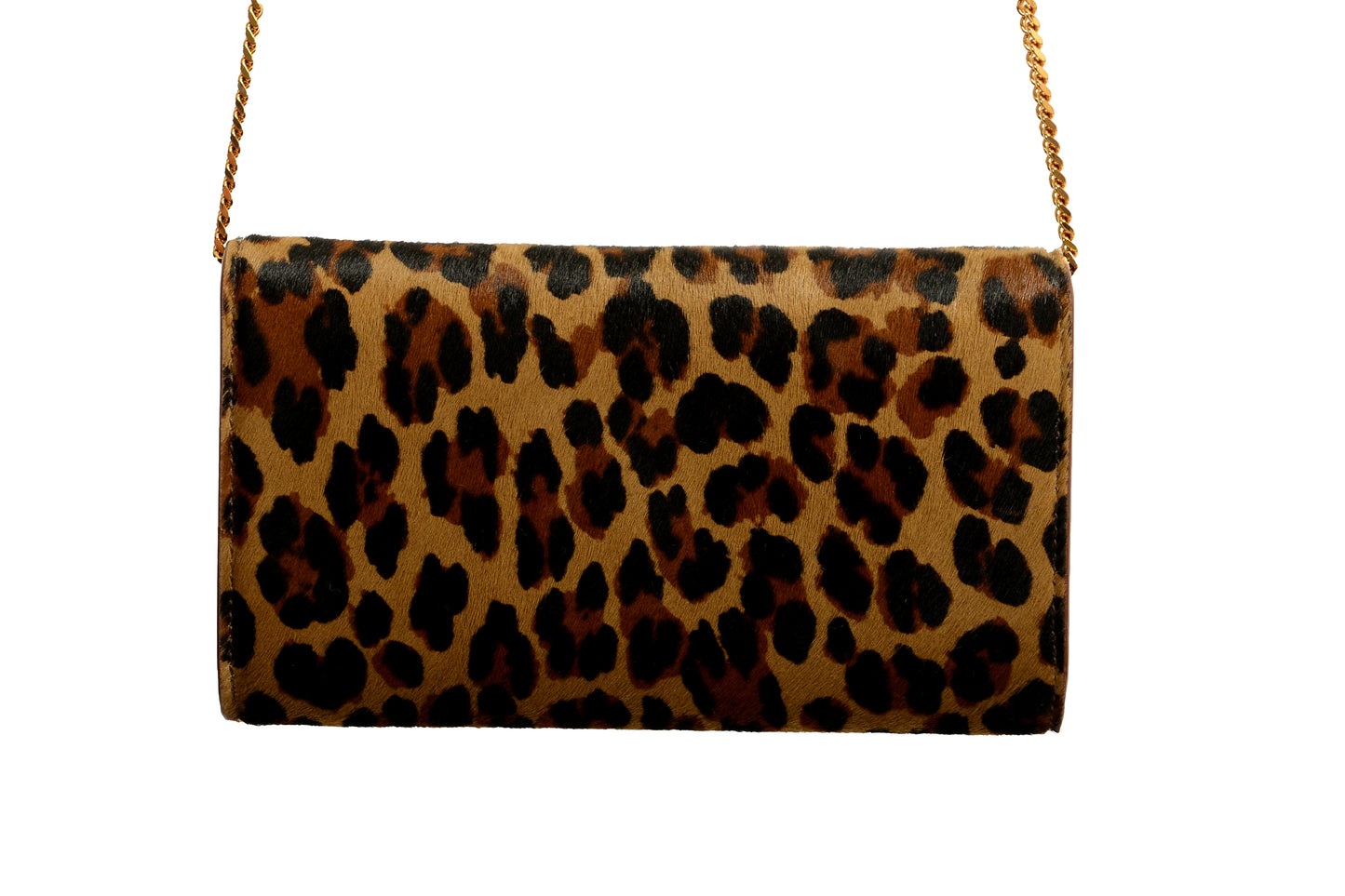 Versace Pony Hair Leather Gold Medusa Wallet on Chain Clutch Shoulder Bag