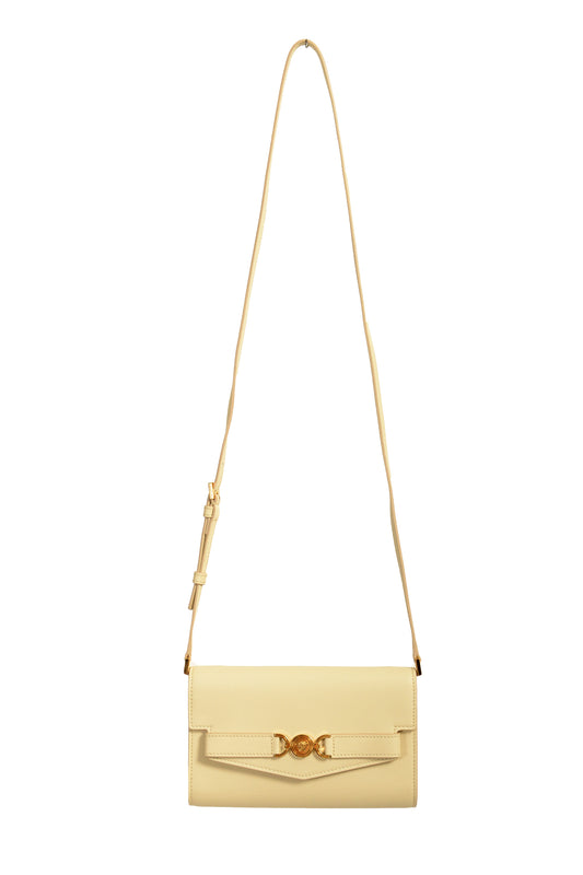 Versace Ivory Leather Gold Medusa Wallet Clutch Handbag Shoulder Bag