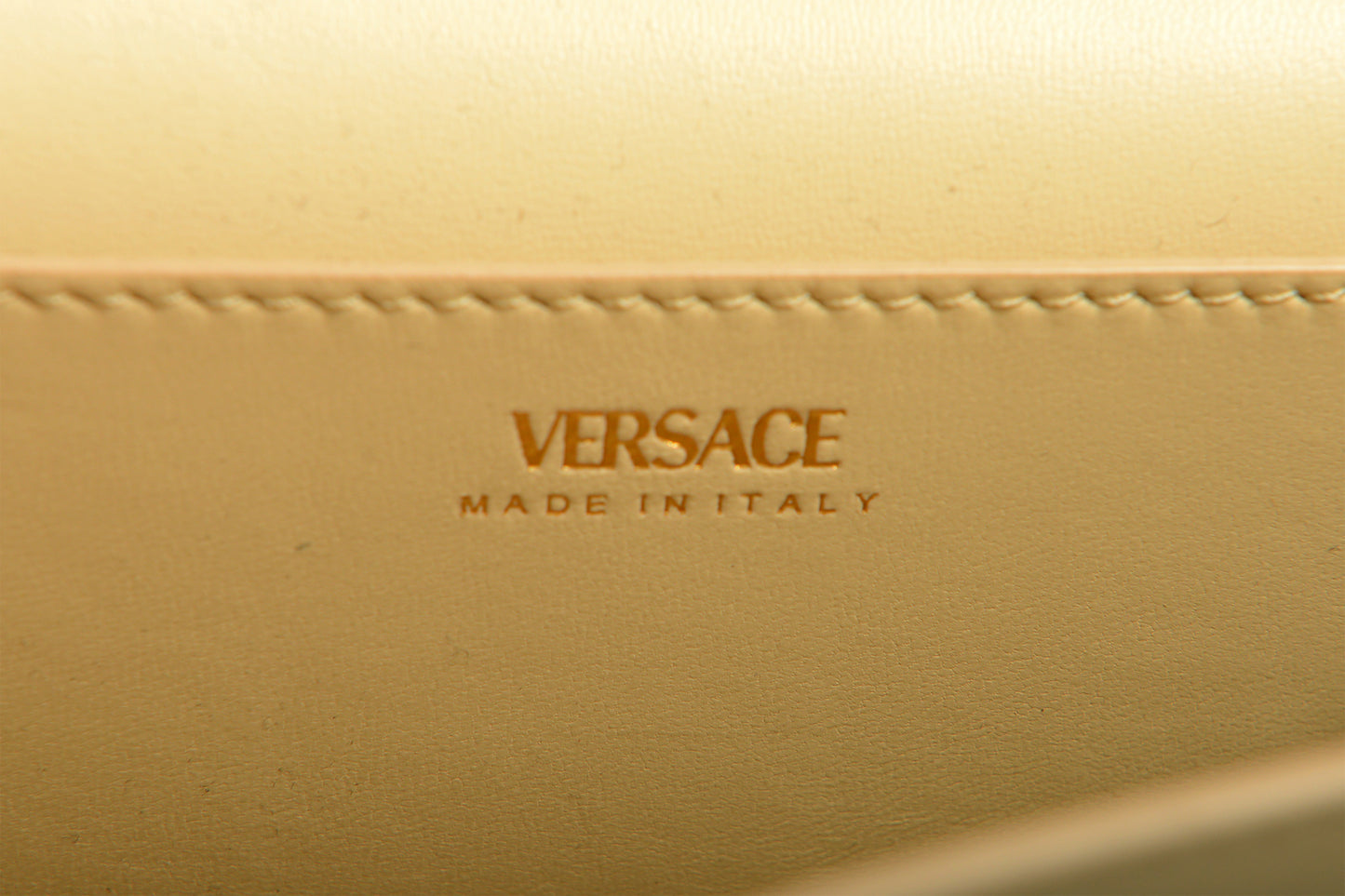 Versace Ivory Leather Gold Medusa Wallet Clutch Handbag Shoulder Bag