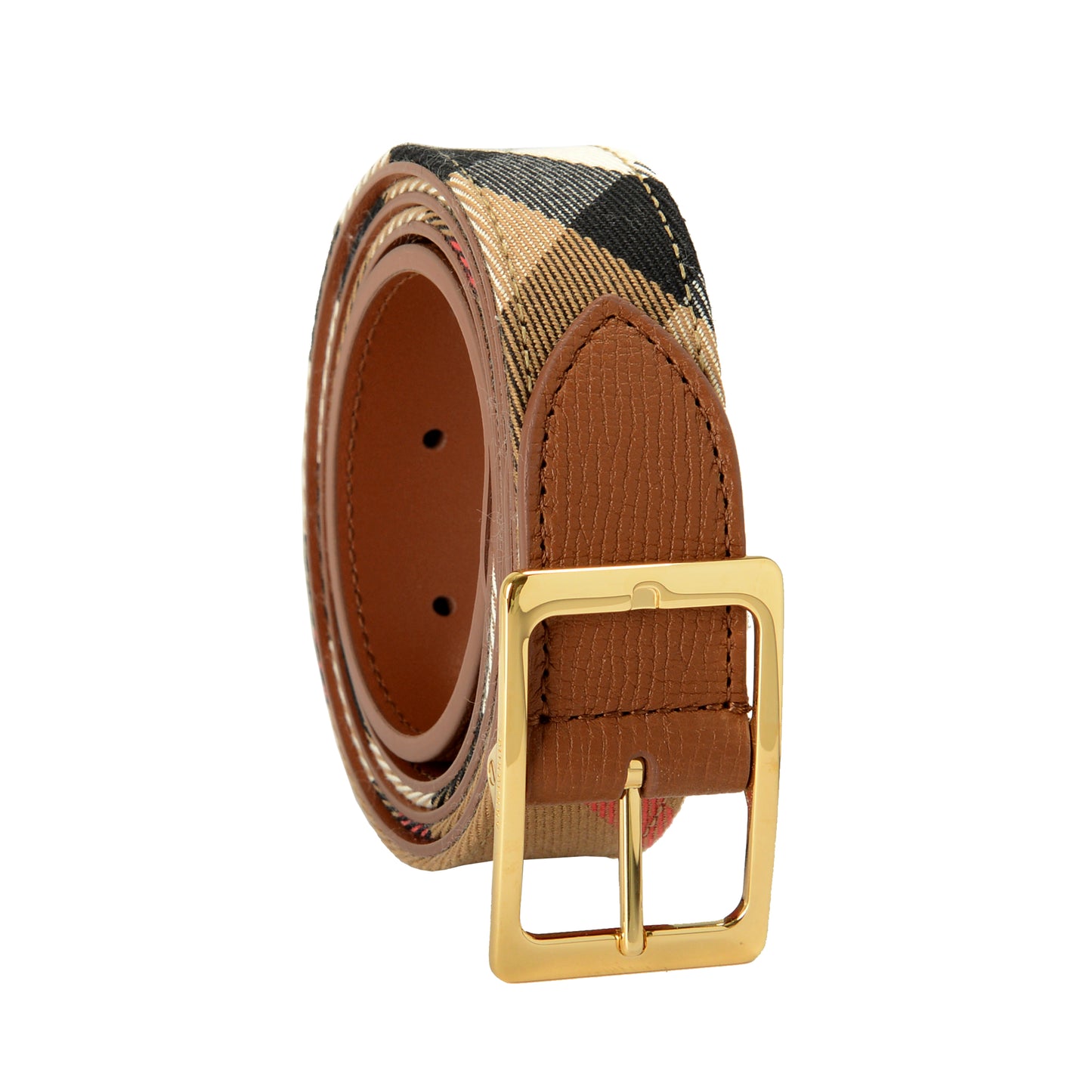 Burberry Reversible30 Housecheck Leather/Canvas Signature Print Belt US 38 IT 95