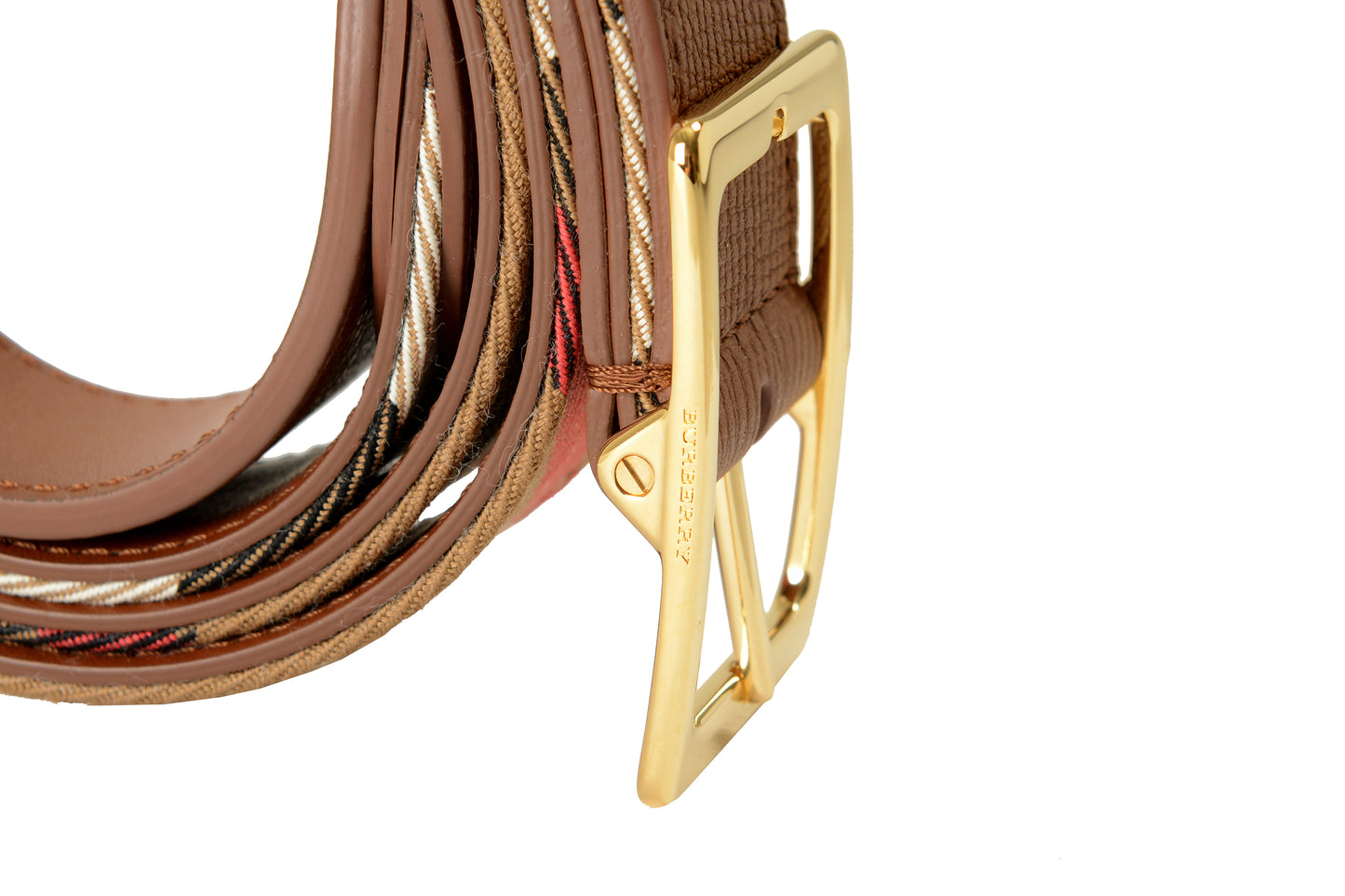 Burberry Reversible30 Housecheck Leather/Canvas Signature Print Belt US 38 IT 95