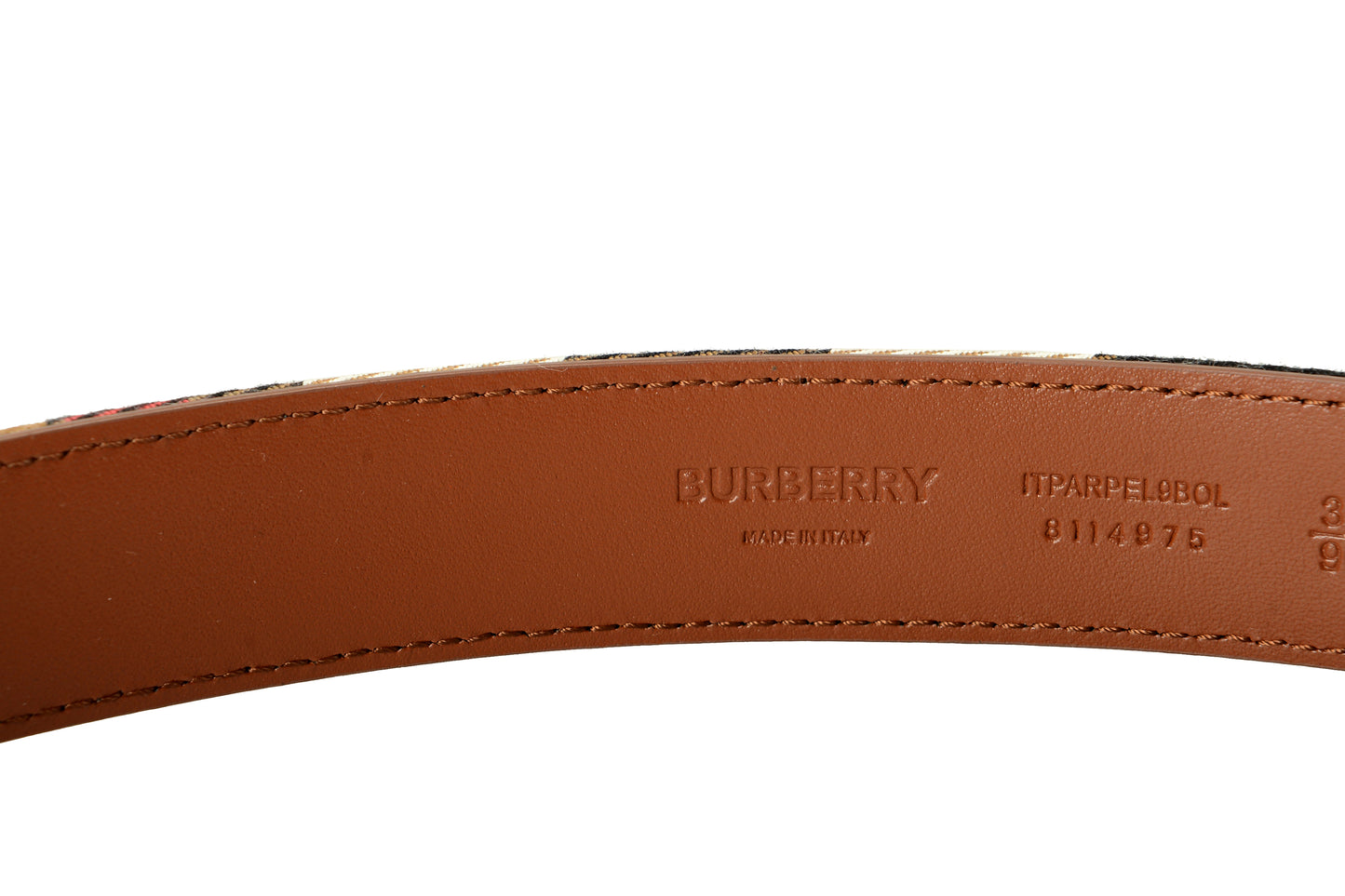 Burberry Reversible30 Housecheck Leather/Canvas Signature Print Belt US 38 IT 95