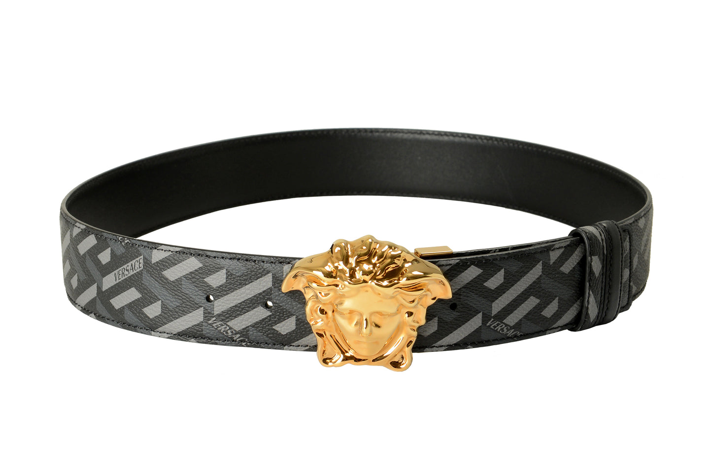 Versace Leather/Canvas Medusa Head Decorated Reversible Belt US 34 IT 85