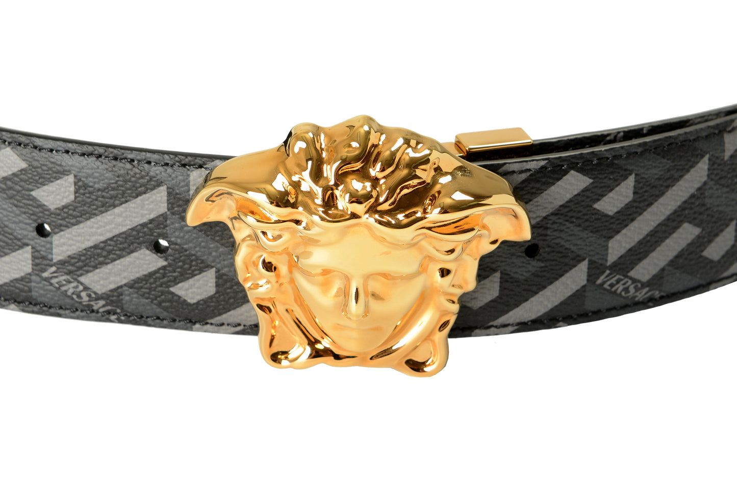 Versace Leather/Canvas Medusa Head Decorated Reversible Belt US 40 IT 100