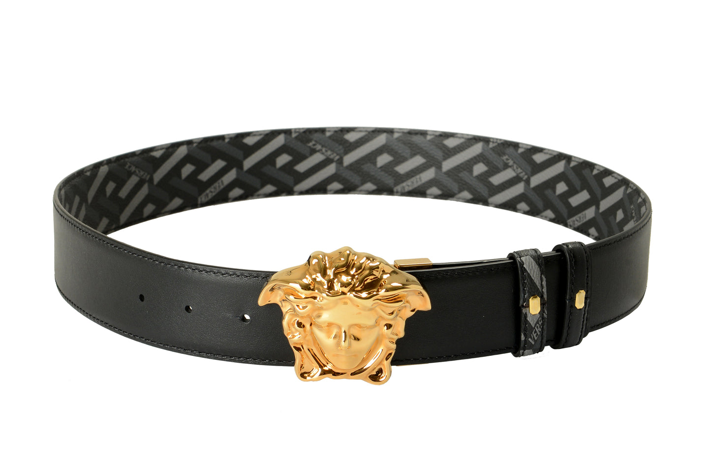 Versace Leather/Canvas Medusa Head Decorated Reversible Belt US 40 IT 100