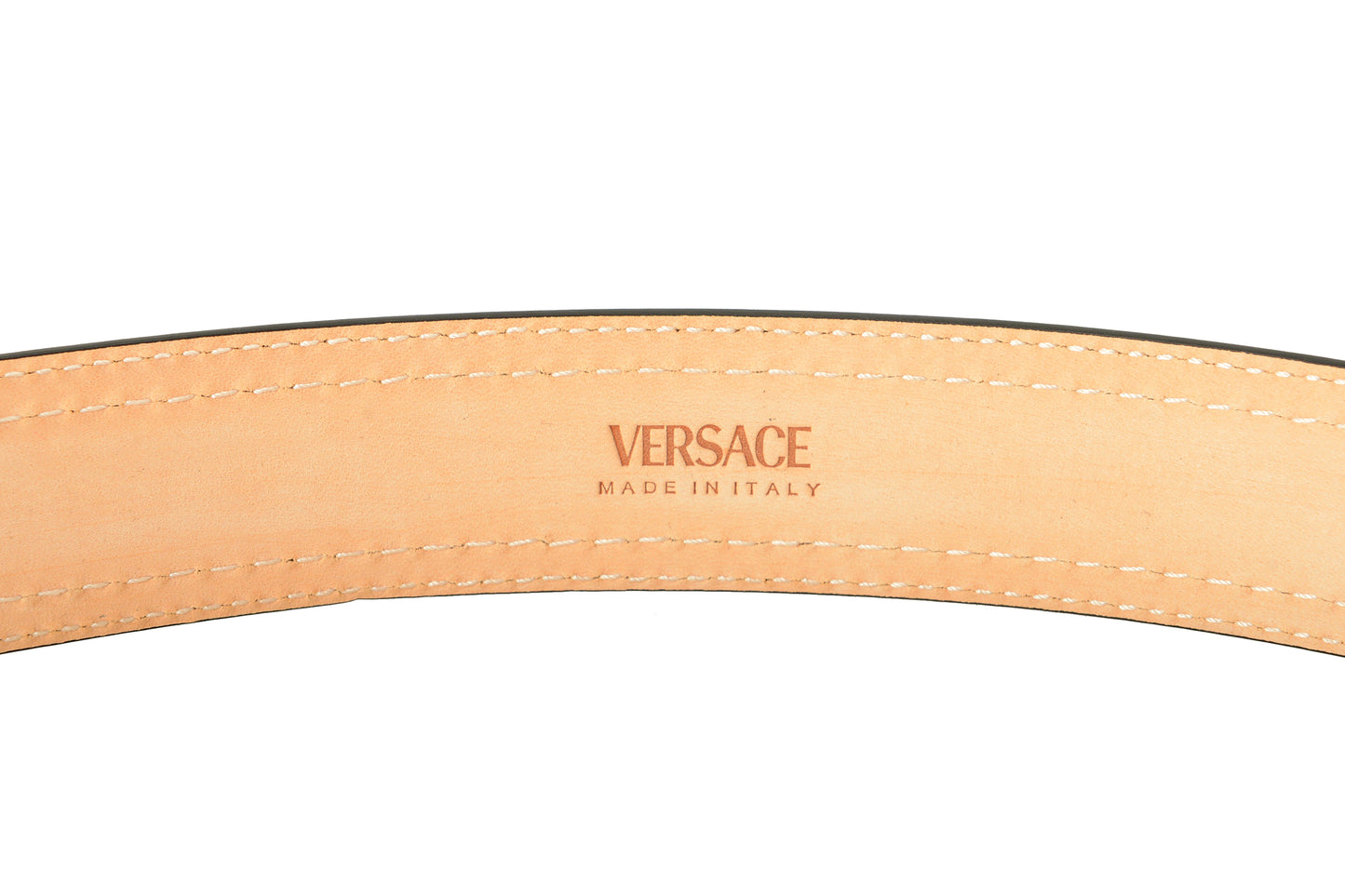 Versace Cognac Brown 100% Leather Gold Medusa Head Decorated Belt US 42 IT 105