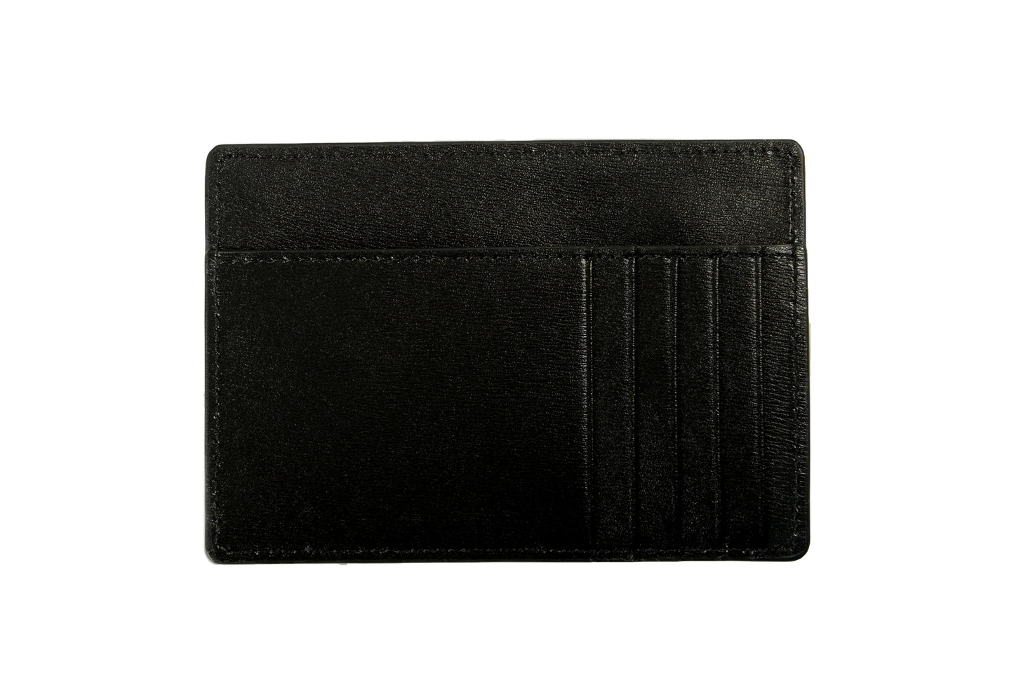 Versace Black 100% Leather Silver Logo Print Card Case Holder
