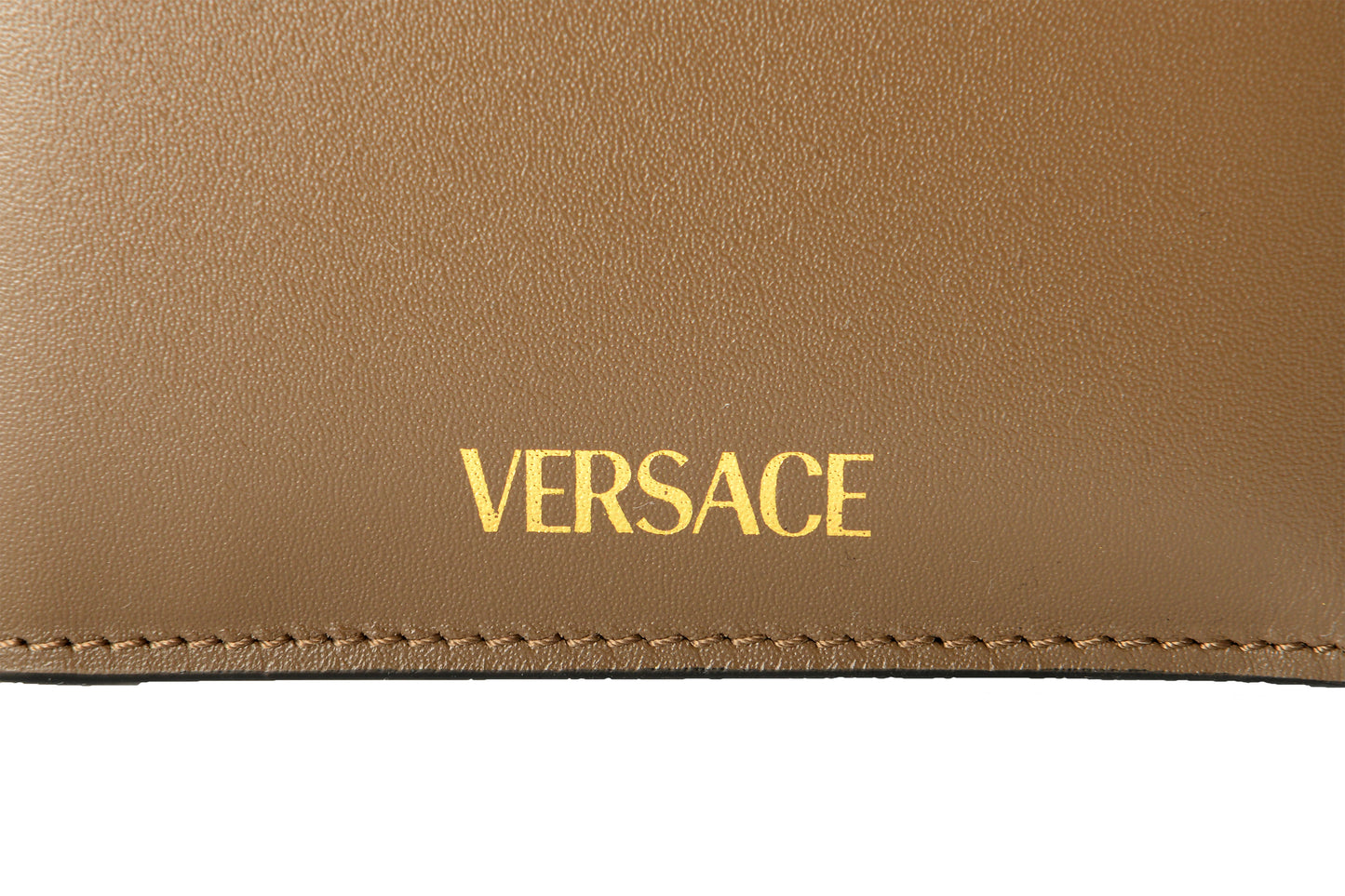 Versace Chestnut 100% Leather Gold Medusa Head Bifold Wallet W/Coin Pocket